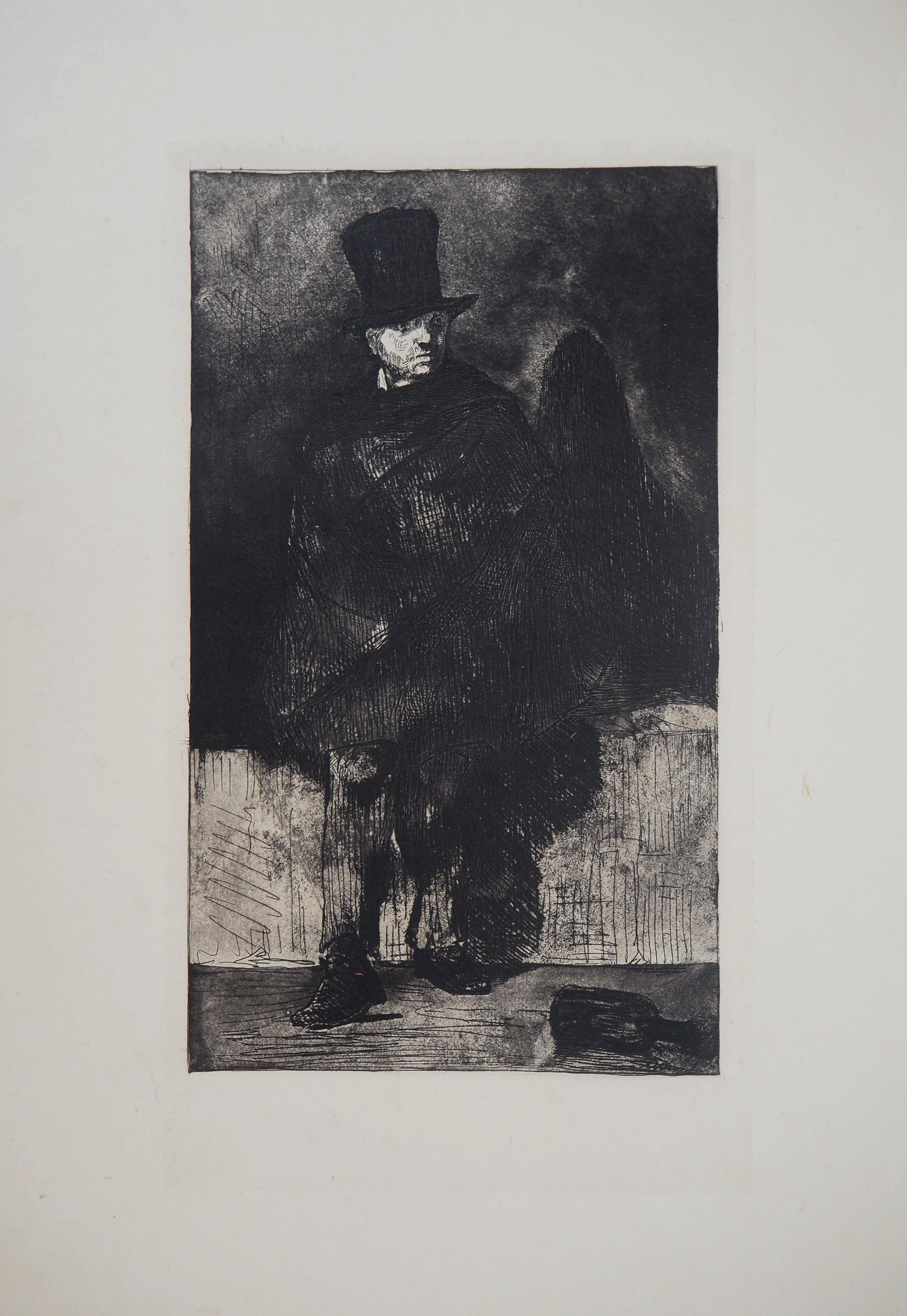 Figurative Print de Edouard Manet - El bebedor de absenta - Grabado original (Guerin #9 Fisher #9)