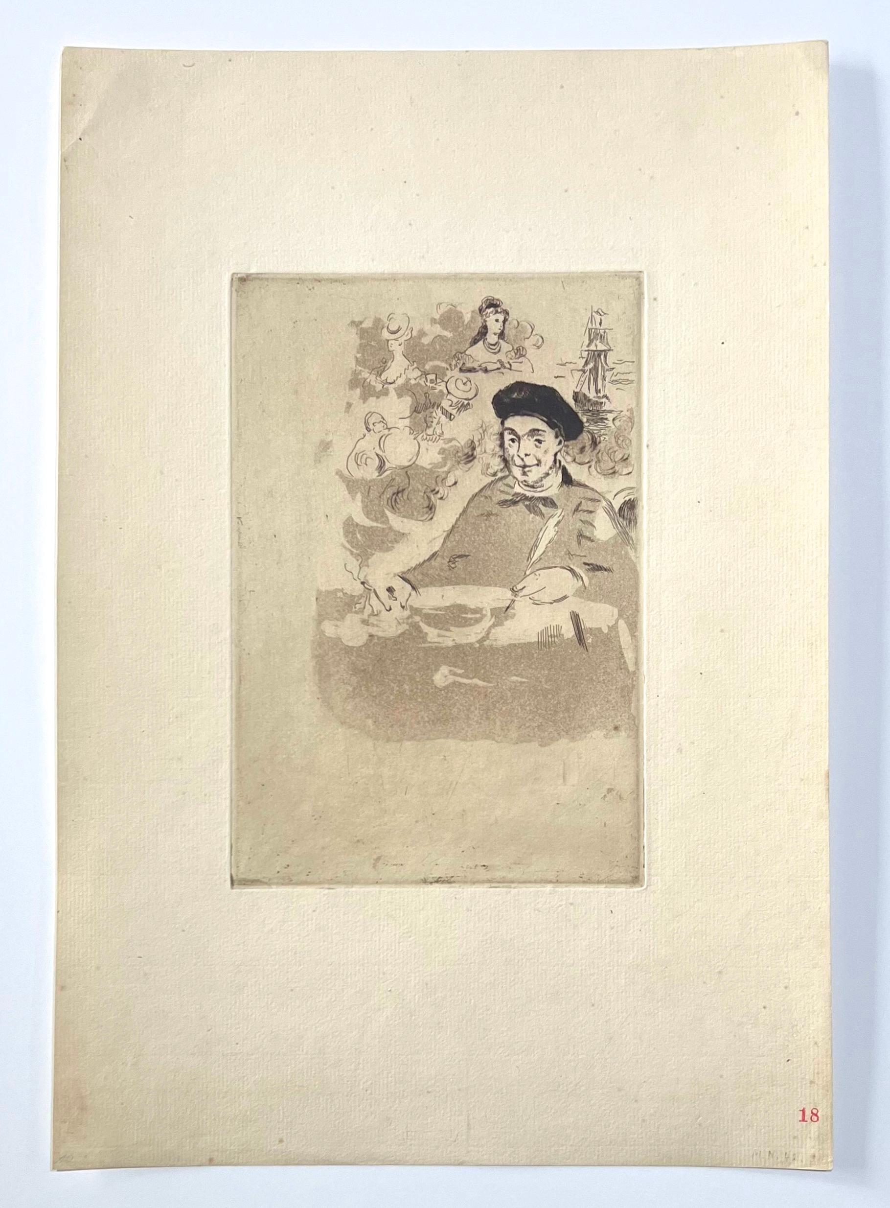 Medium: original etching and aquatint. Executed in 1874, this impression on laid paper is presumed to be from the 1905 Strölin edition. Plate size: 9 3/8 x 6 1/4 inches (238 x 160 mm). Sheet size: 17 x 11 1/2 inches (430 x 295 mm). Not