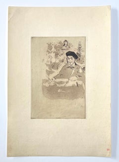 "Théodore de Banville tourné à gauche" original etching