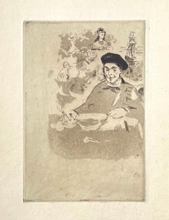 "Théodore de Banville tourné à gauche" original etching