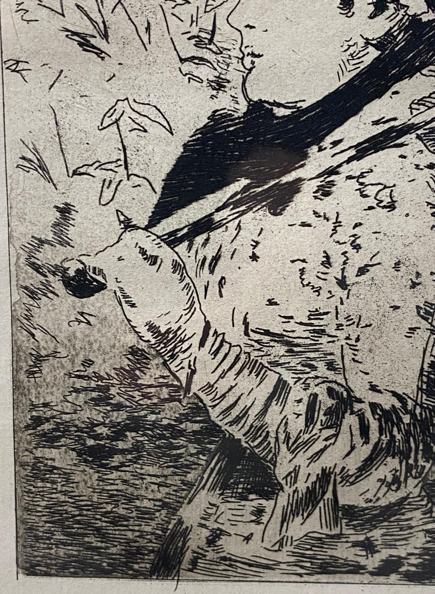 Édouard Manet Signierte Impressionistische Aquatinta Radierung Jeanne ''Frühling'', 1882 (Radiert) im Angebot