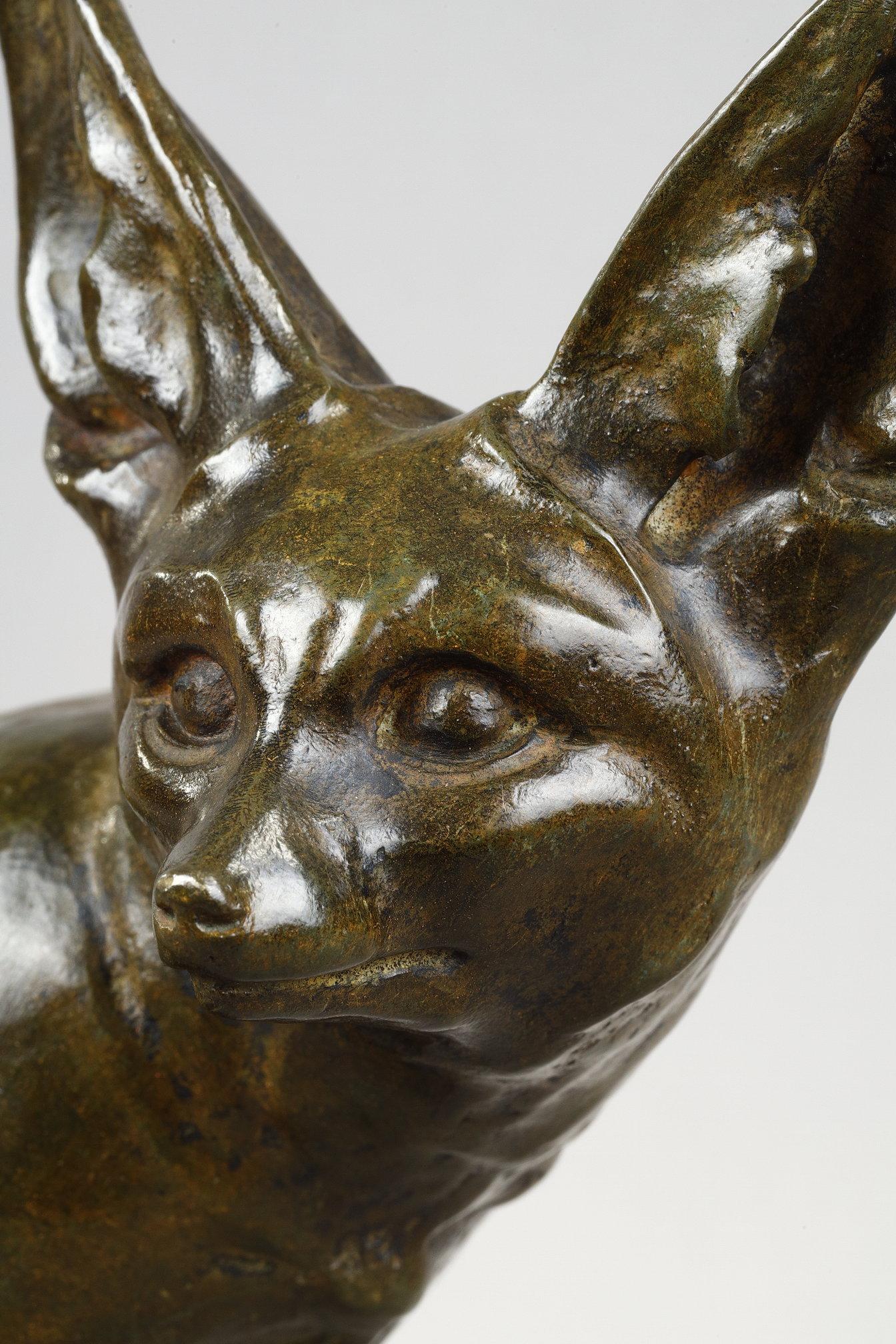 Fennec seduto - Sculpture Art Déco di Edouard Marcel Sandoz