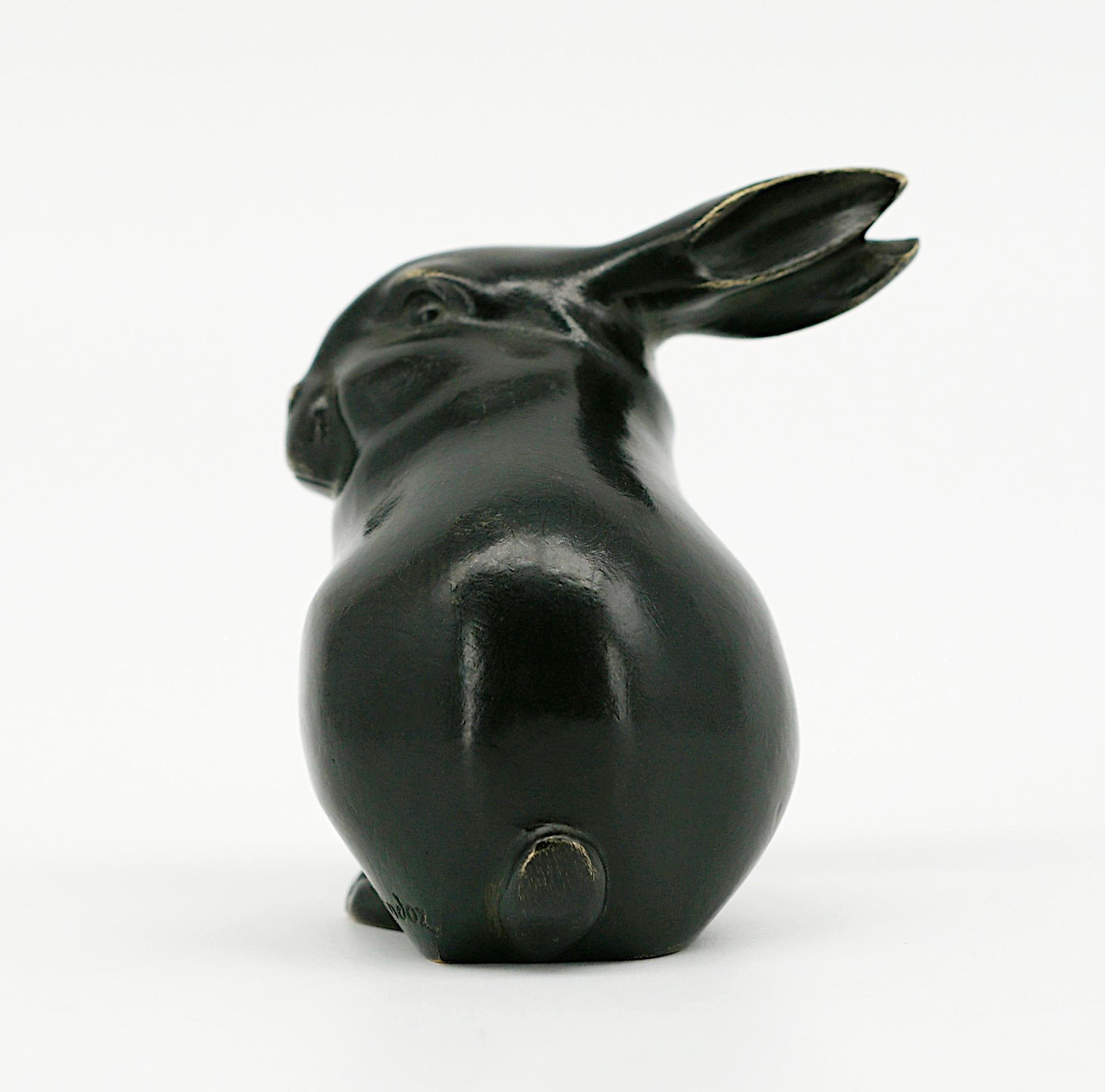 French Edouard Marcel SANDOZ Bronze Rabbit Sculpture, 1920 For Sale