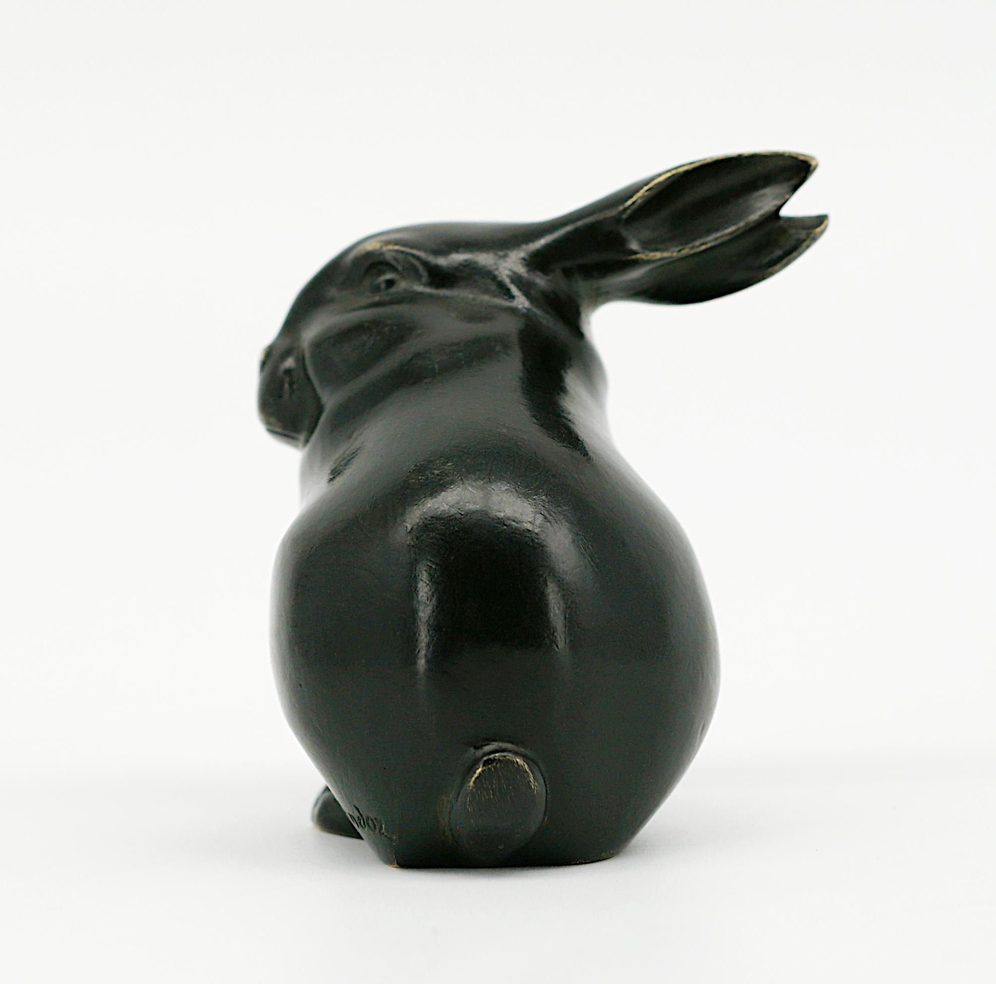 Francese Edouard Marcel SANDOZ Scultura di coniglio in bronzo, 1920 in vendita
