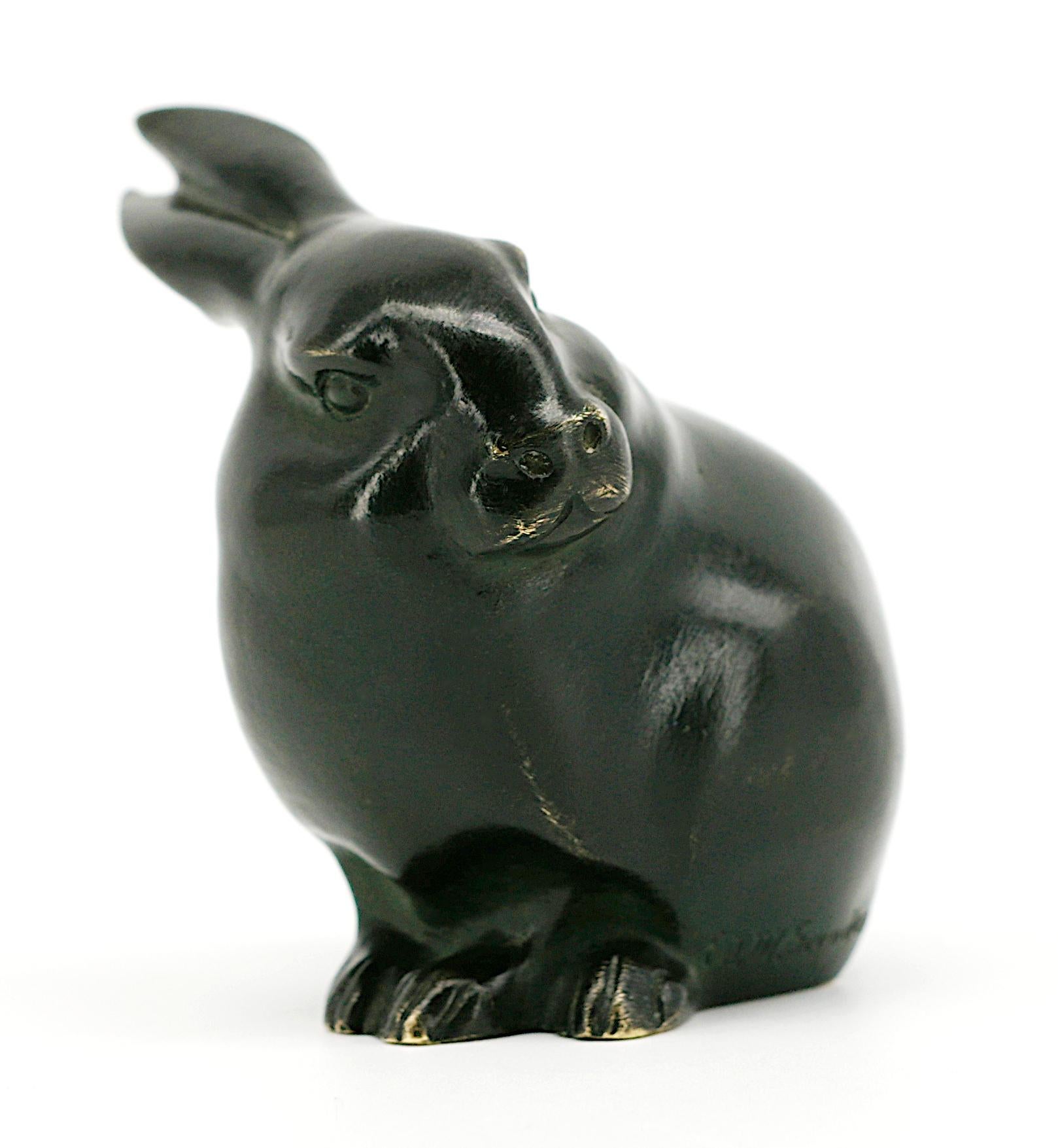 Edouard Marcel SANDOZ Bronze Rabbit Sculpture, 1920 In Good Condition For Sale In Saint-Amans-des-Cots, FR
