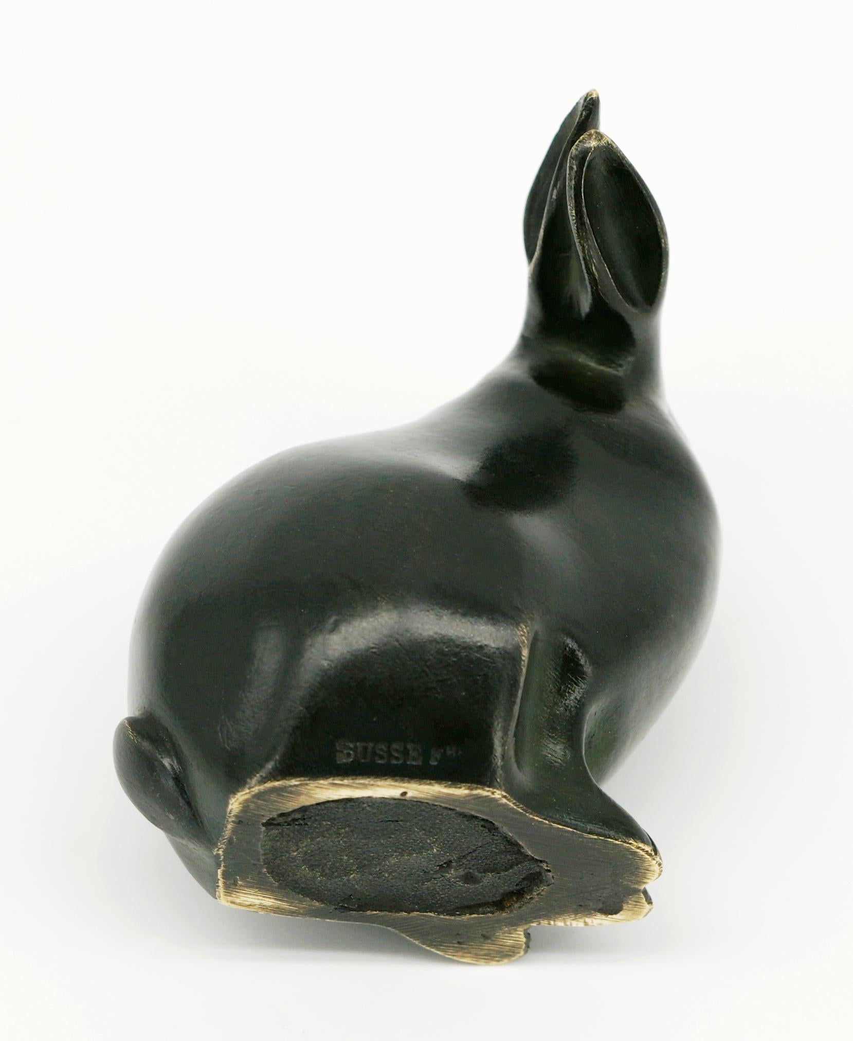 Inizio XX secolo Edouard Marcel SANDOZ Scultura di coniglio in bronzo, 1920 in vendita