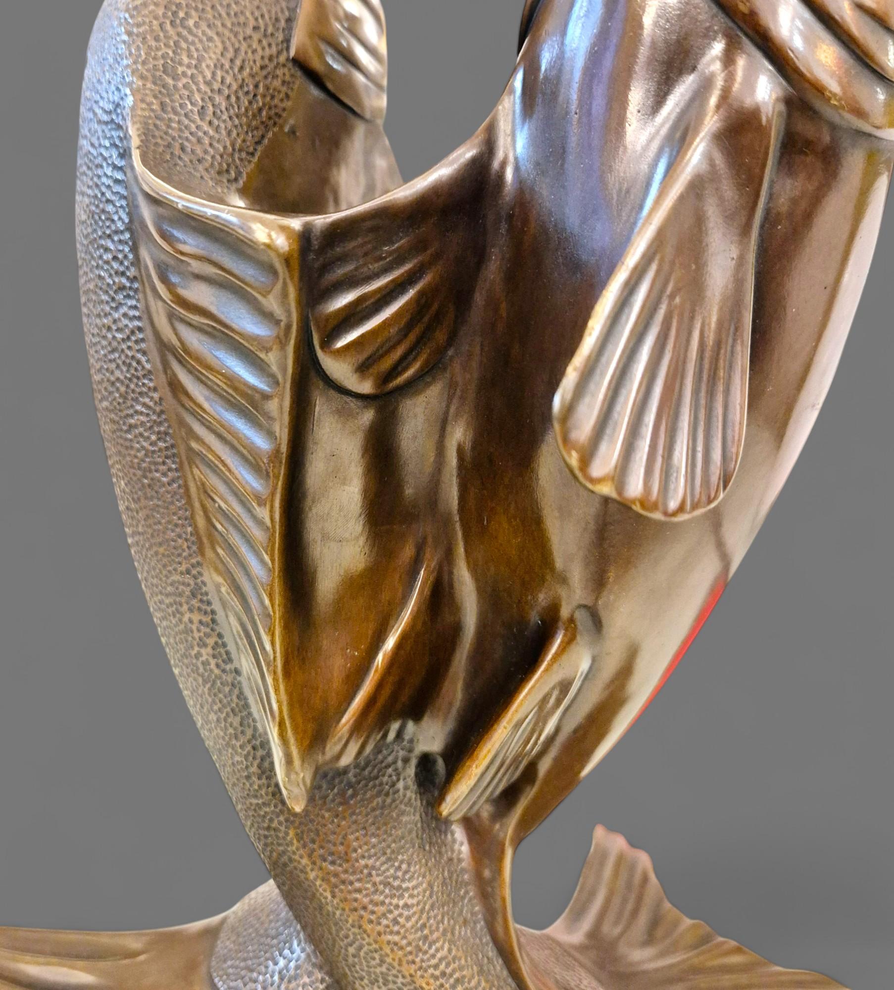 Inizio XX secolo Edouard Marcel Sandoz, carpa intrecciata, fonditori di Susse Frères, Circa 1920 in vendita