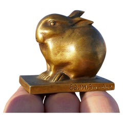 Antique Edouard-Marcel Sandoz "Jewel Rabbit" Gold Ormolu Bronze Sculpture