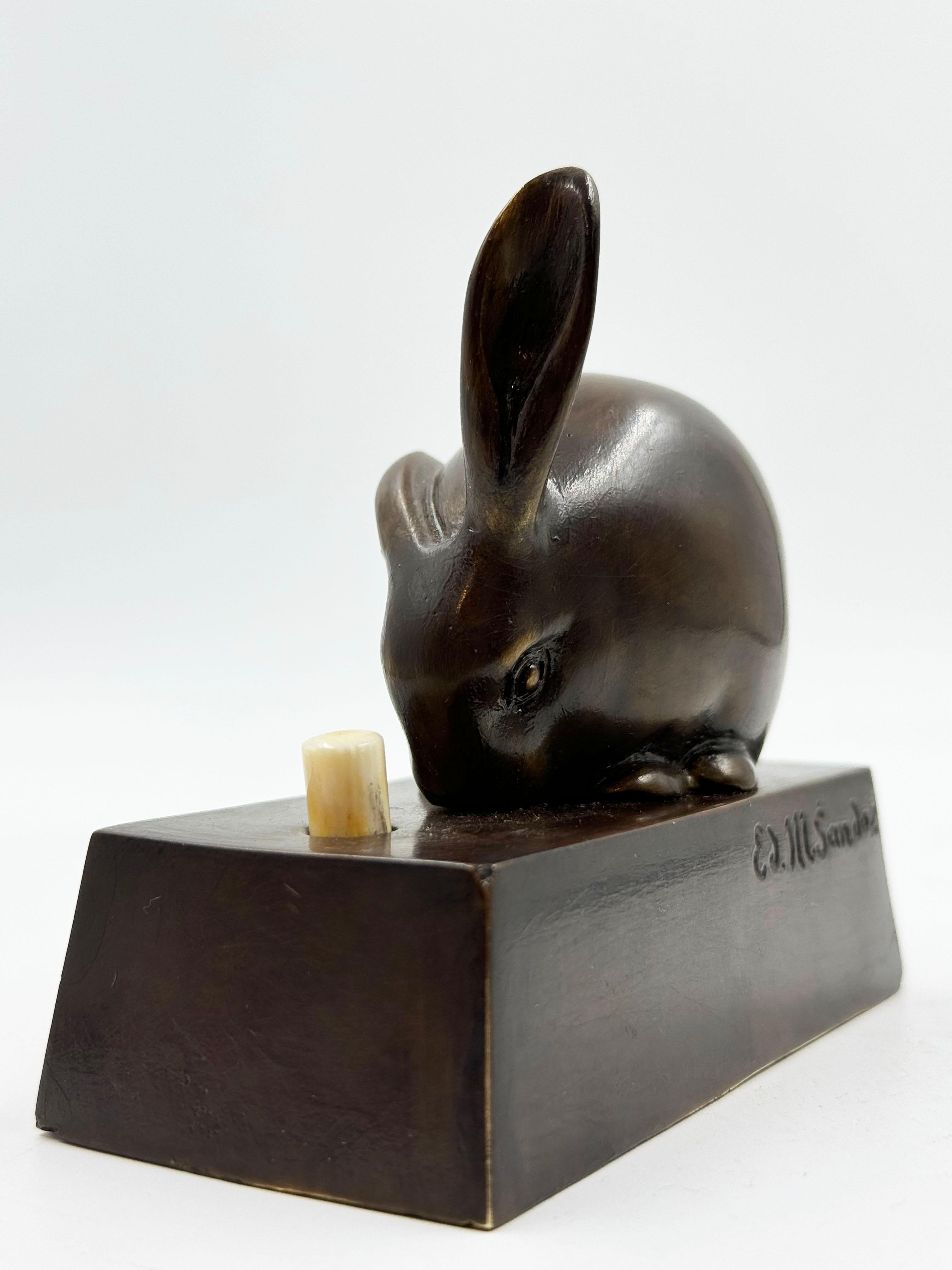 Bronzato Edouard-Marcel Sandoz Lapin bijou, Anello, Coniglio anni '20 in vendita