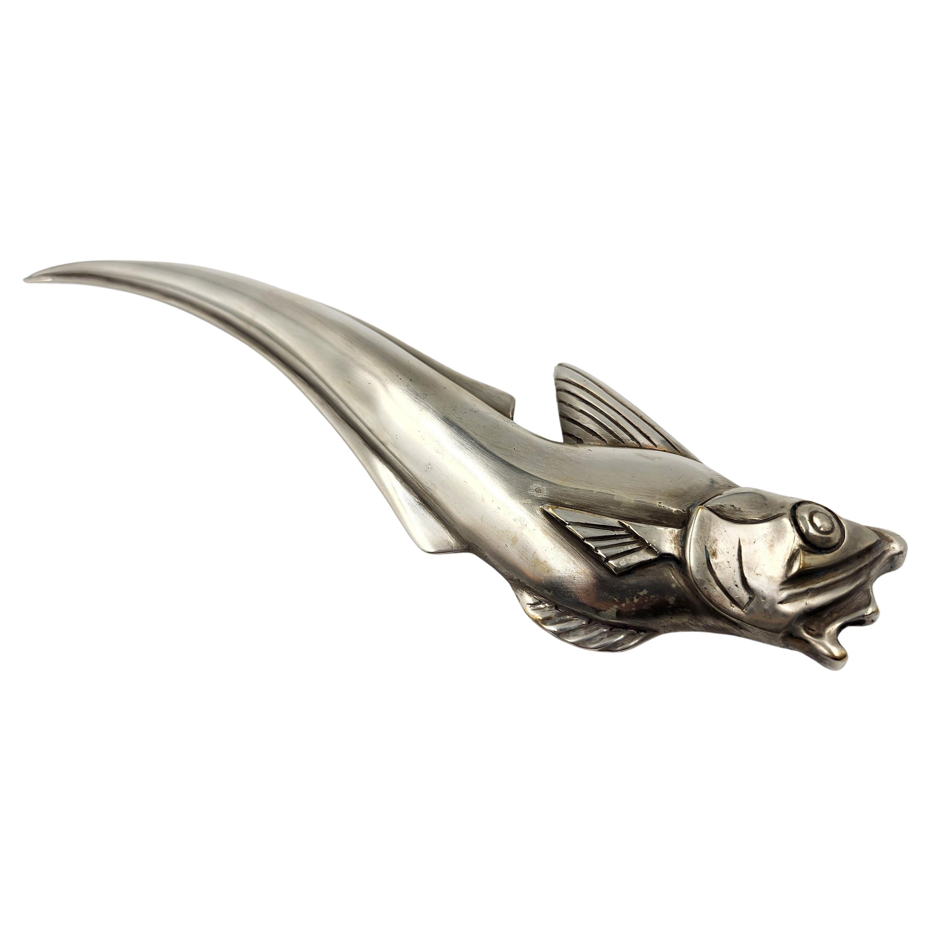 Édouard Marcel Sandoz letter opener of a silver-plated fish