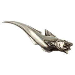Édouard Marcel Sandoz letter opener of a silver-plated fish