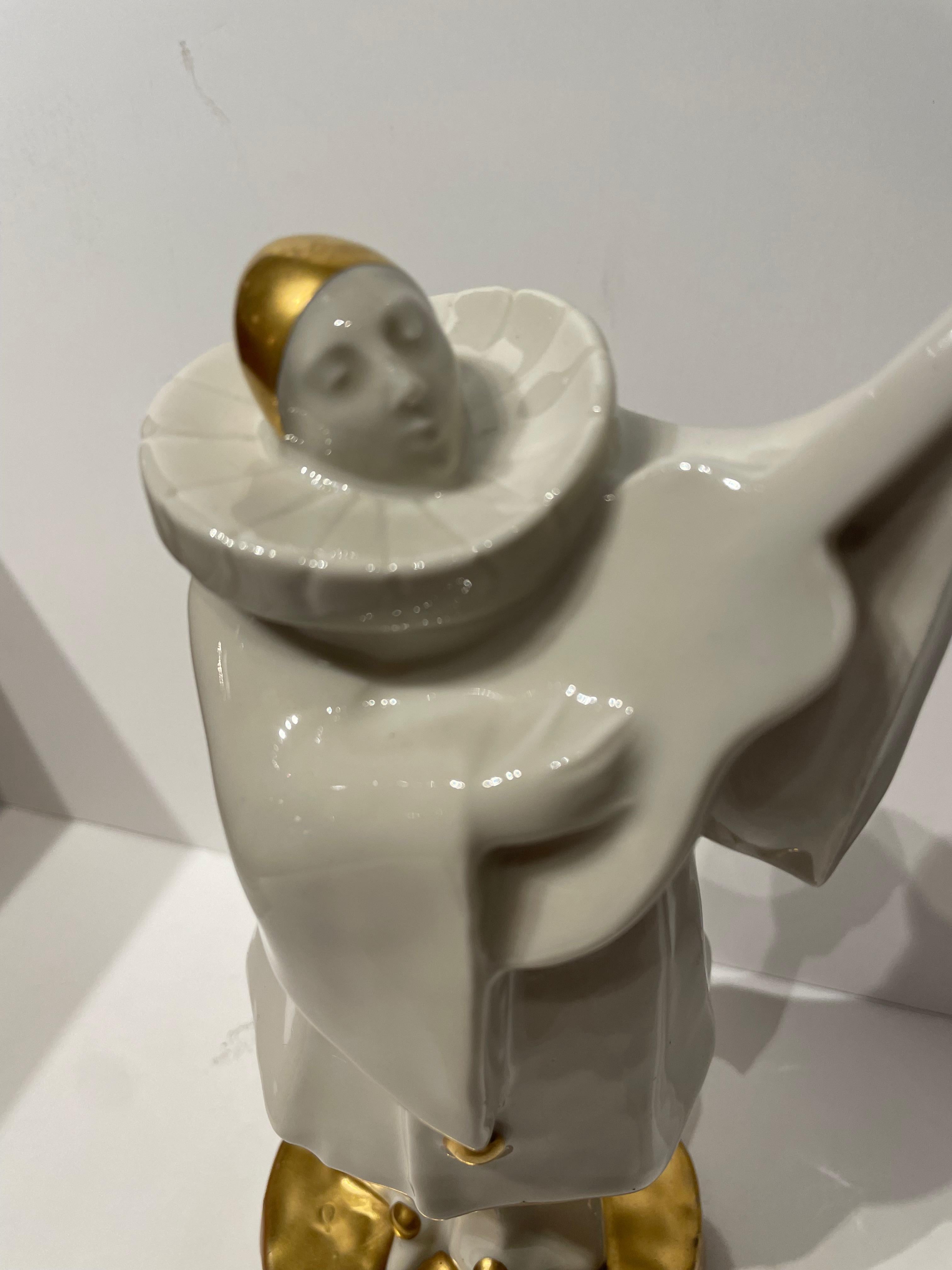Ceramic Edouard Marcel Sandoz Porcelain Musician Guitarist Statue For Sale