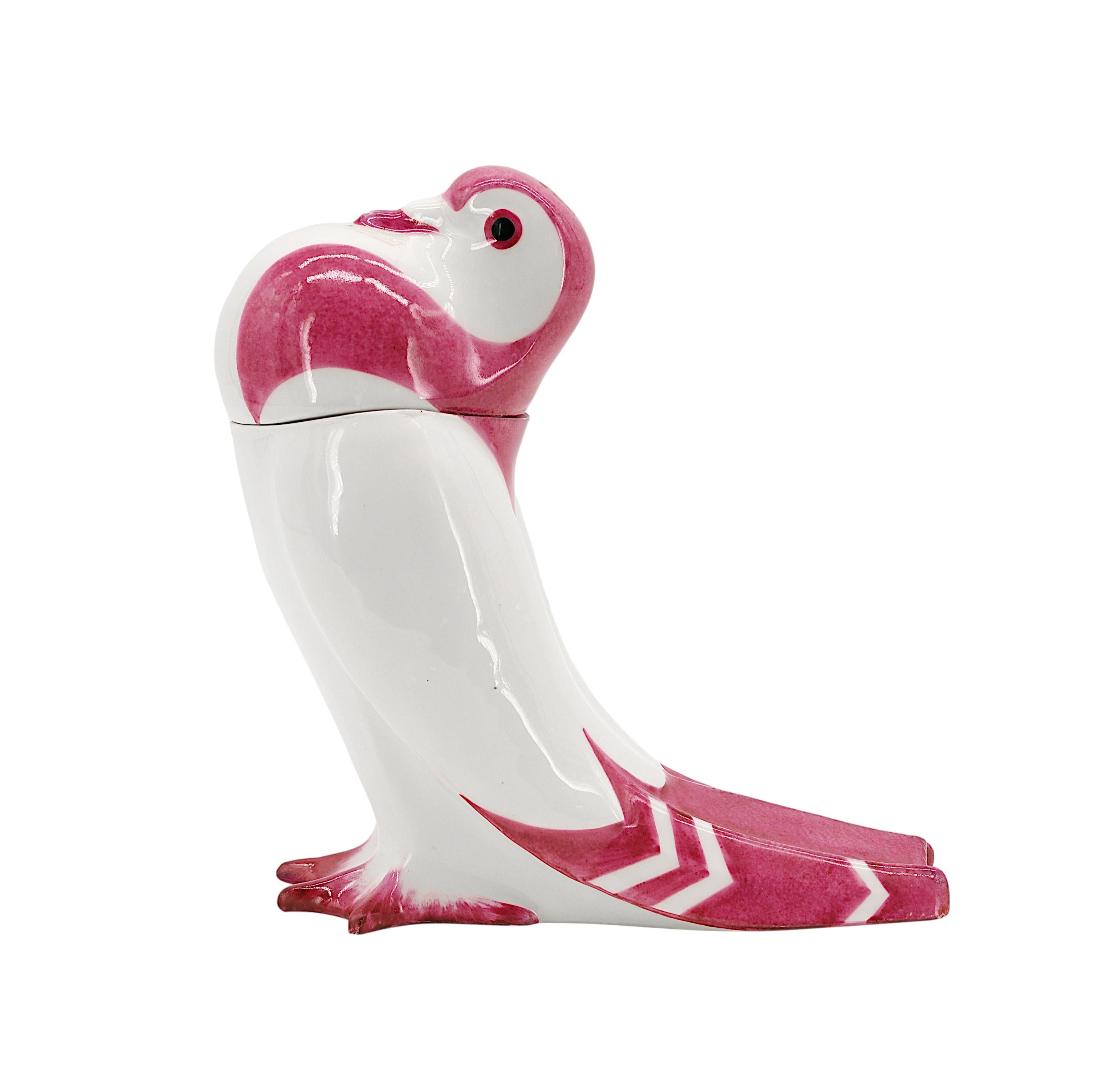 French Art Deco porcelain  pigeon  candy box by Edouard Marcel SANDOZ (Paris) and Théodore HAVILAND company (Limoges), France, from 1916. Height: 8.1