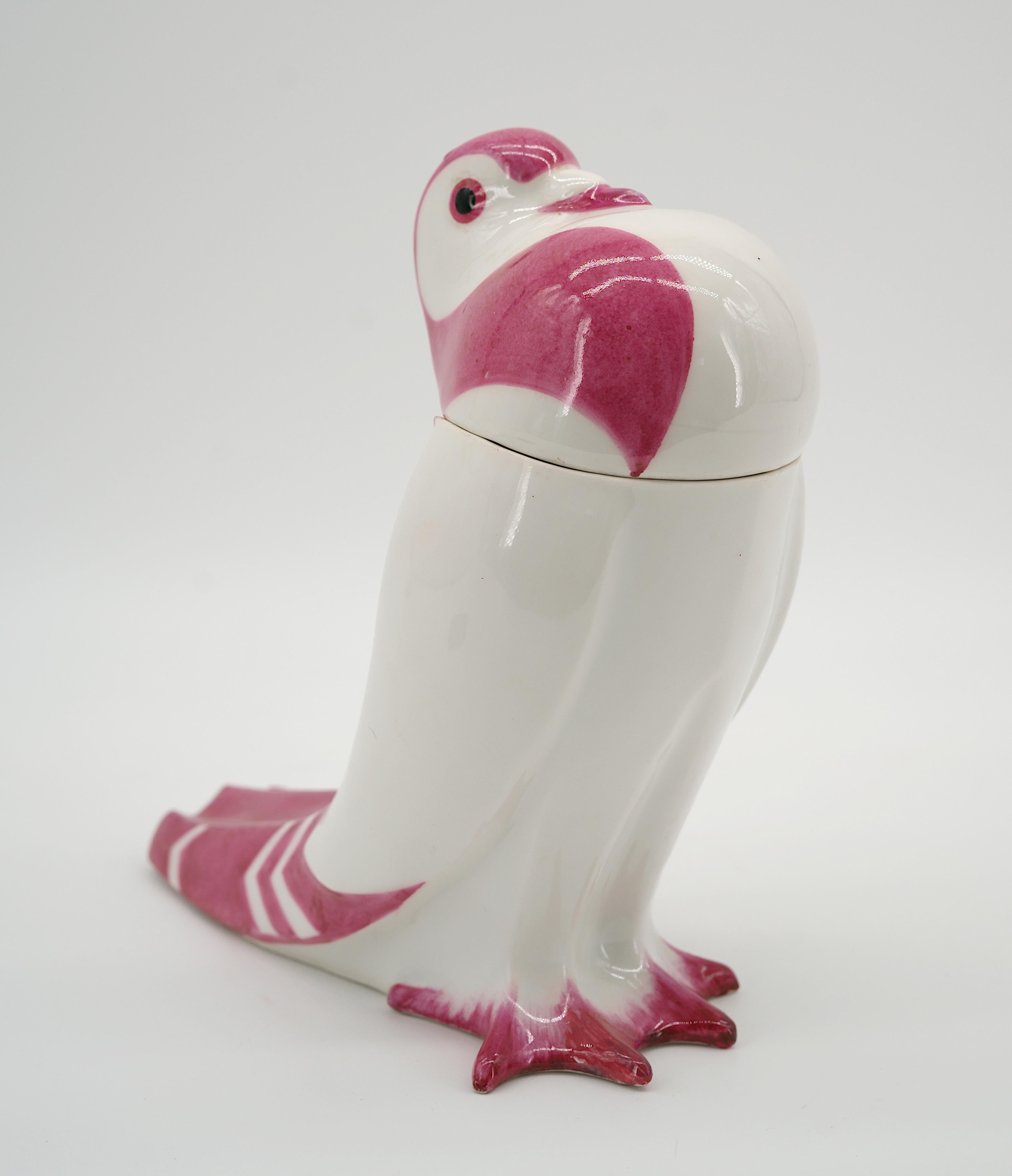 Early 20th Century Edouard Marcel SANDOZ Porcelain Pigeon Candy Box, 1916 For Sale