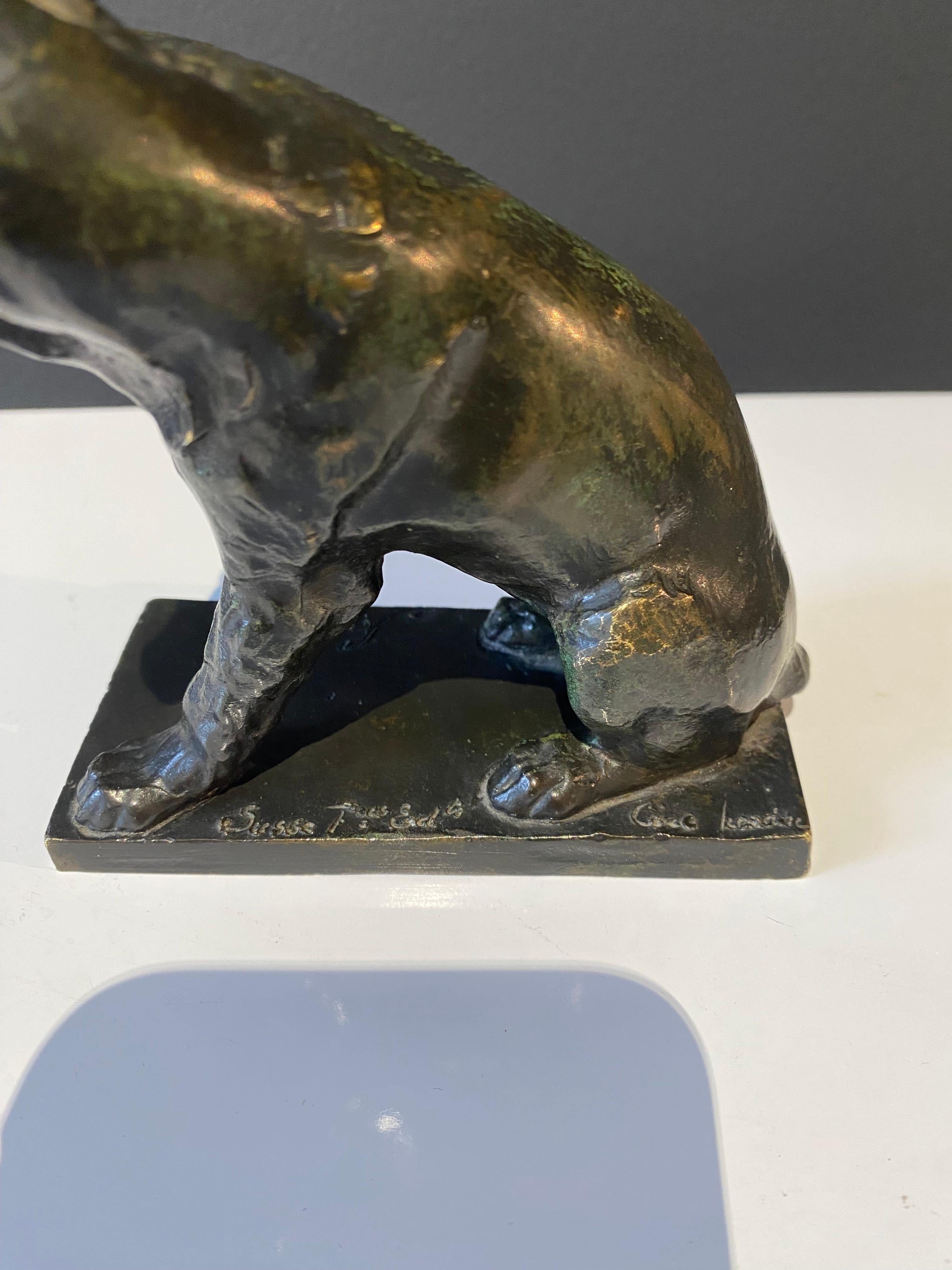 Chien à la sauterelle, Sandoz, Hund, Skulptur, Bronze, Tier, 1910er Jahre im Angebot 1