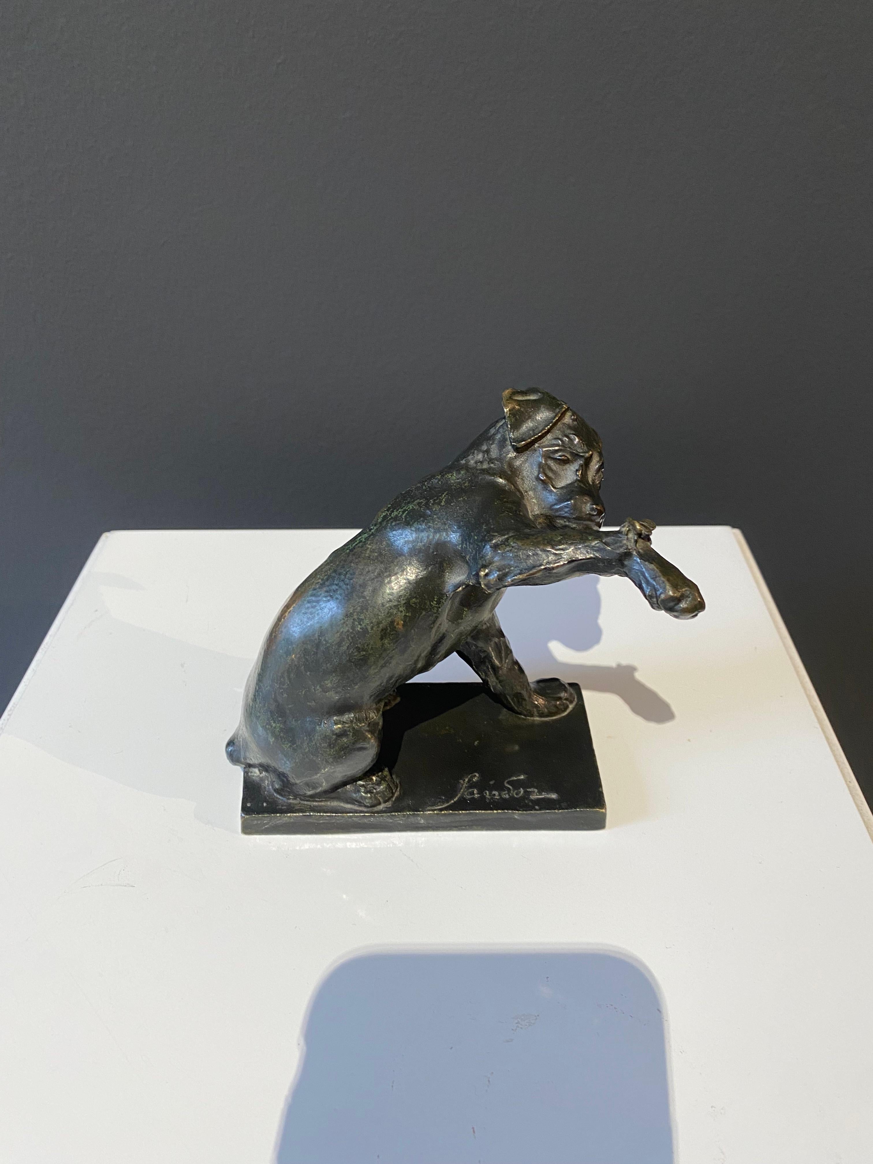 Chien à la sauterelle, Sandoz, Hund, Skulptur, Bronze, Tier, 1910er Jahre im Angebot 2