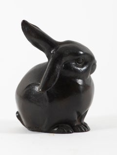 Lapin, de Sandoz, Animal, escultura, conejo, bronce, años 40, pátina marrón