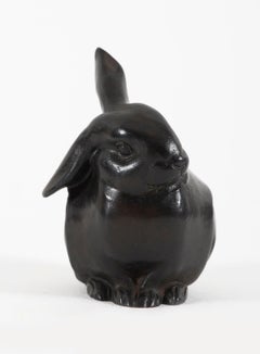 Patina, par Sandoz, Animal, sculpture, lapin, bronze, 1940, patine brune