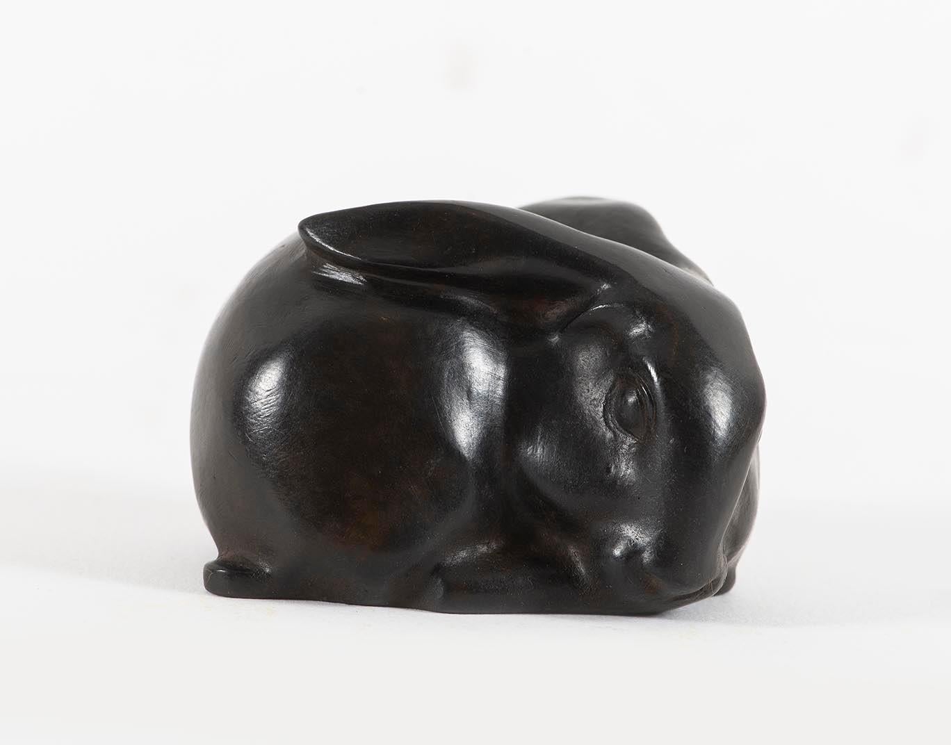 Lapin, by Sandoz, Rabbit, animal, sculpture, bronze, 1910's, brown patina, cast - Modern Art by Edouard-Marcel Sandoz