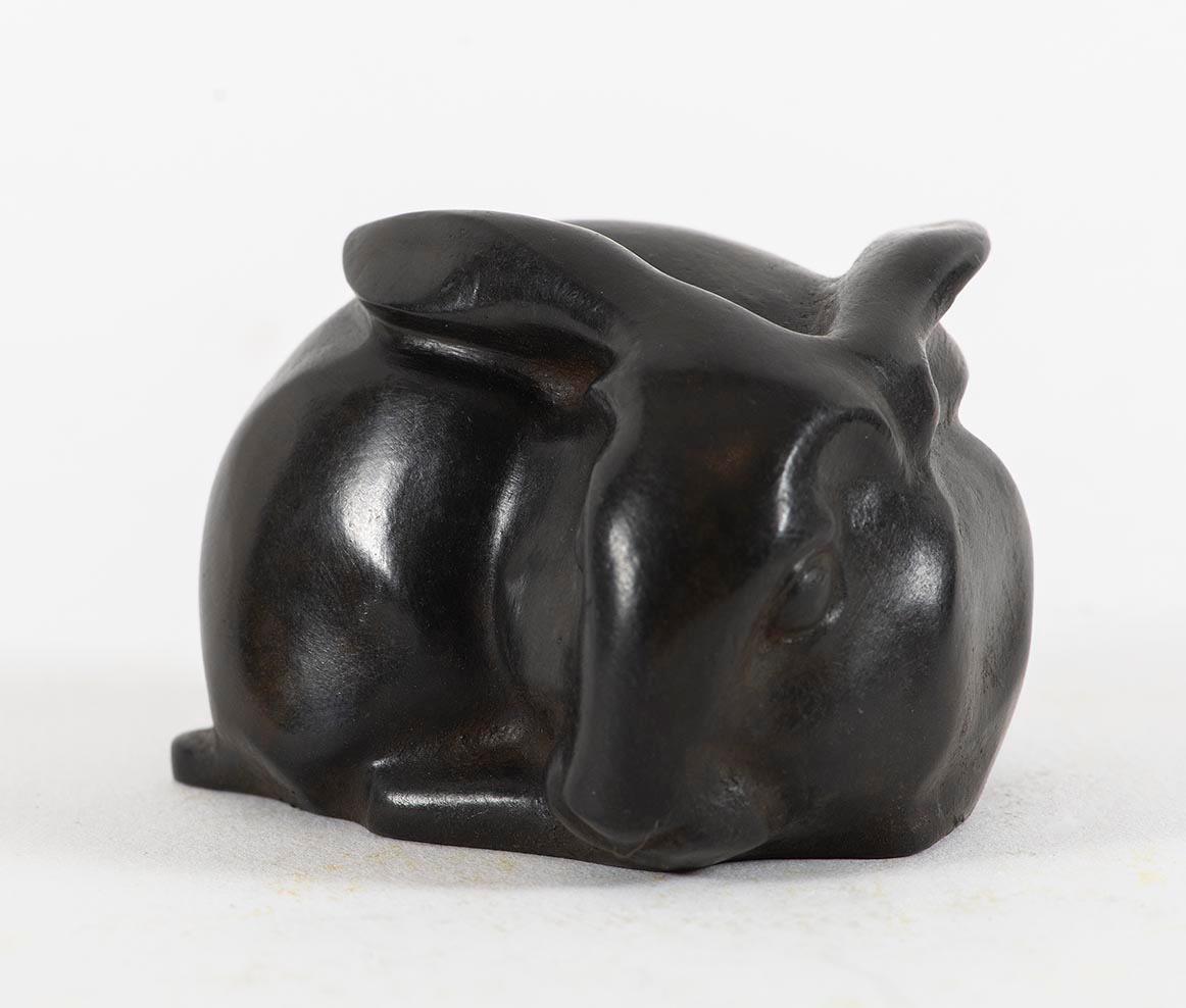 Lapin, by Sandoz, Rabbit, animal, sculpture, bronze, 1910's, brown patina, cast