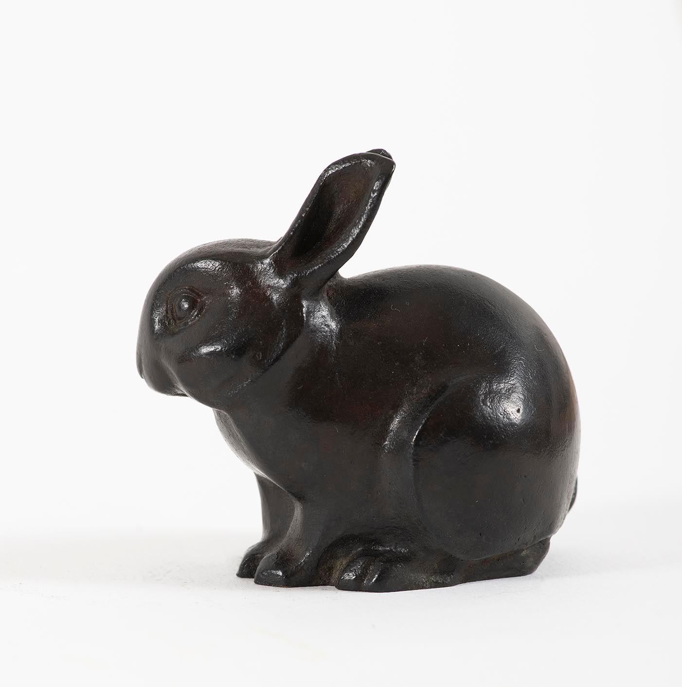 Lapin, by Sandoz, rabbit, animal, sculpture, bronze, 1910's, swiss artist, cast - Modern Art by Edouard-Marcel Sandoz