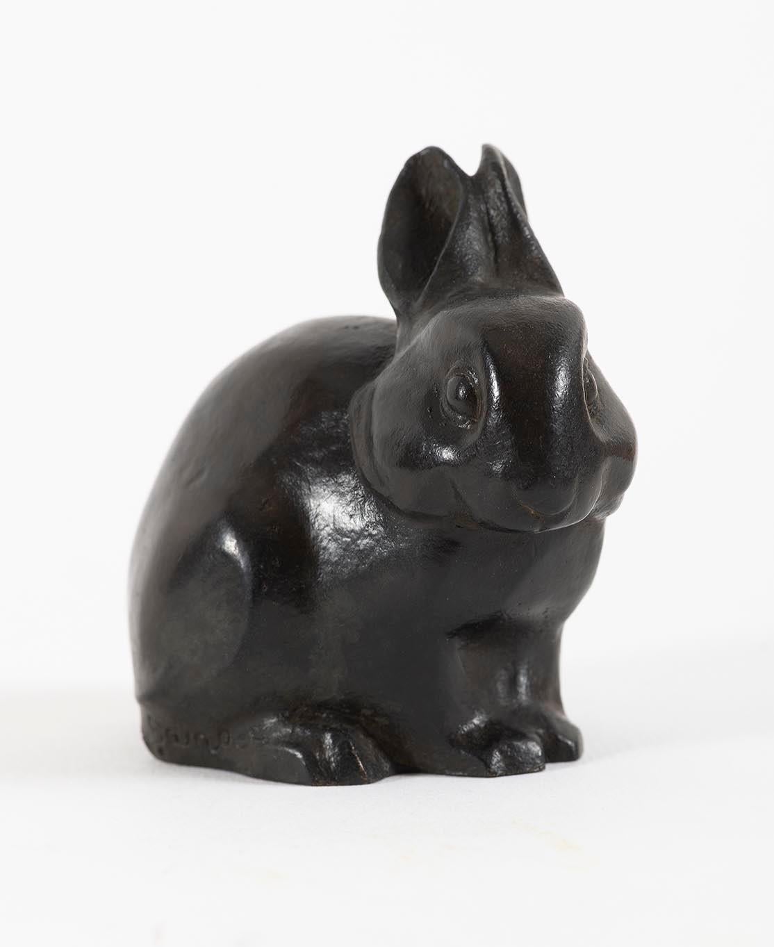 Lapin, by Sandoz, rabbit, animal, sculpture, bronze, 1910's, swiss artist, cast - Art by Edouard-Marcel Sandoz