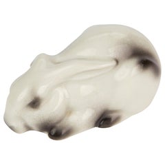 Edouard Marcel Sandoz Swiss Langenthal Porcelain Lying Rabbit Figure, 1948
