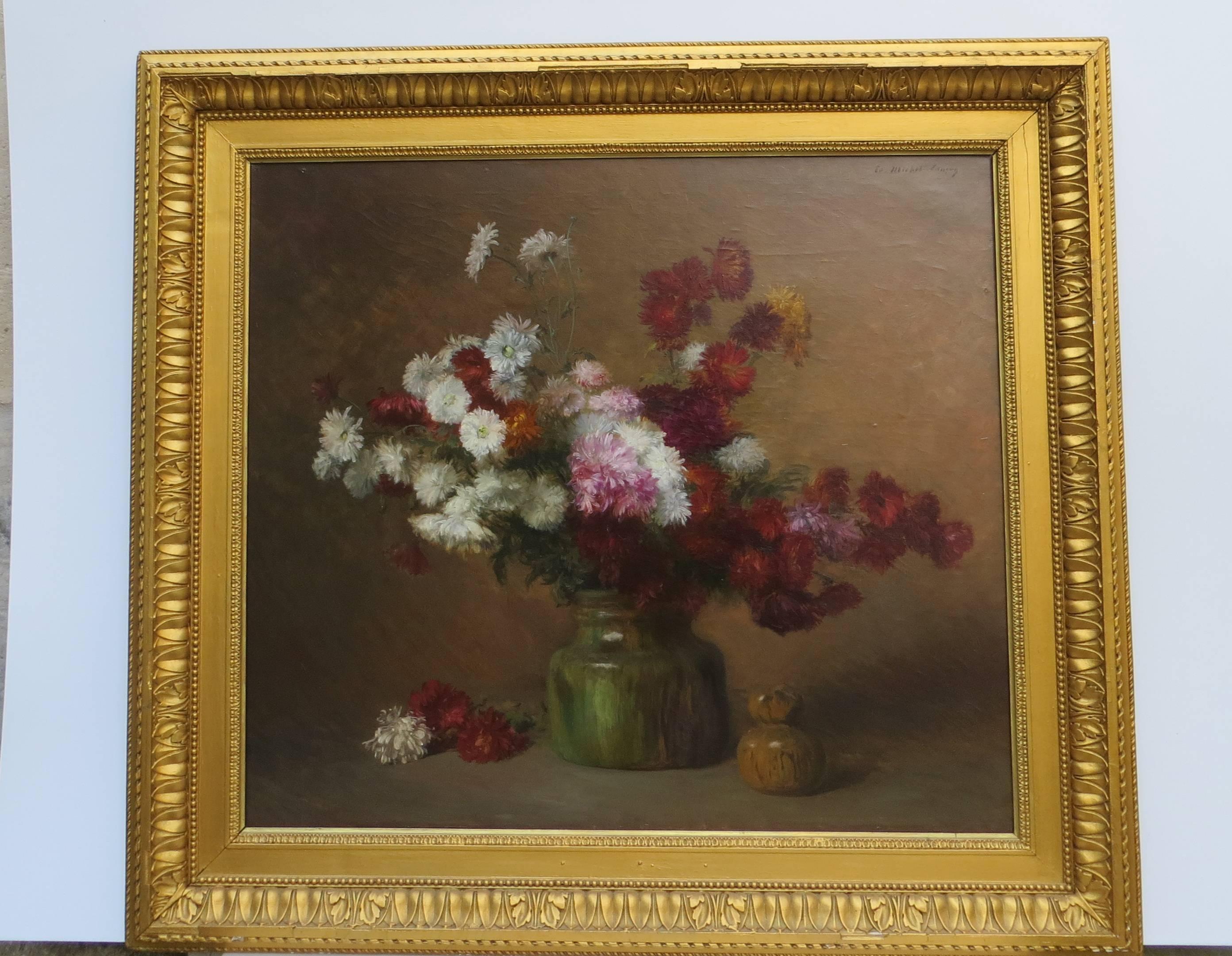 Flowers Stil-Life  - Painting by Edouard Michel Lançon