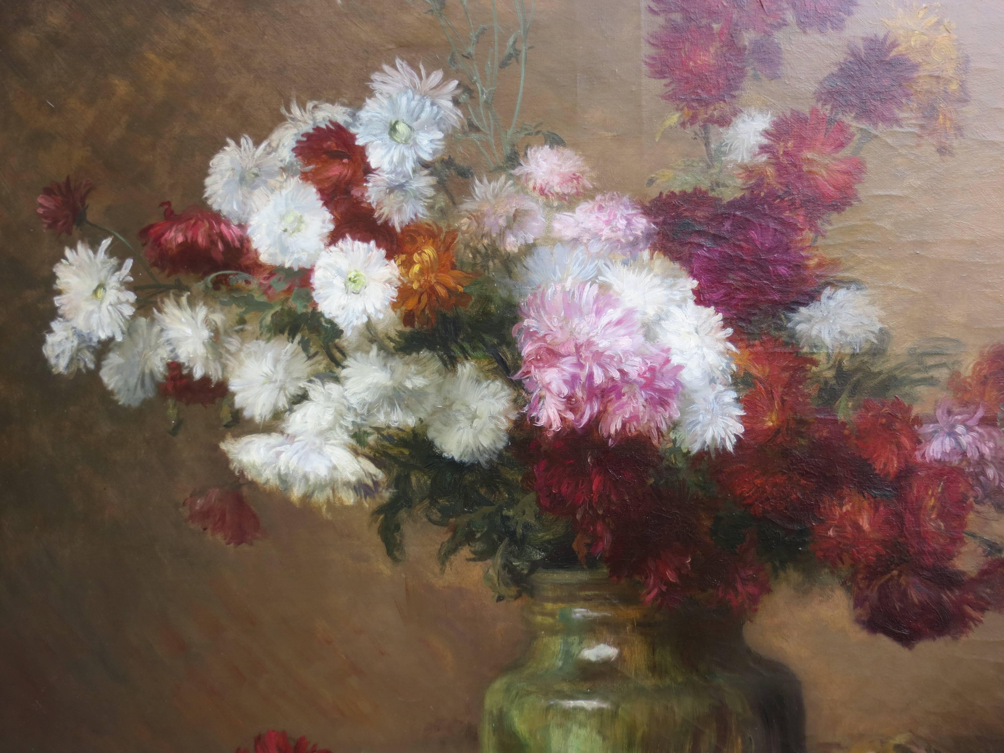 Flowers Stil-Life  - Impressionist Painting by Edouard Michel Lançon
