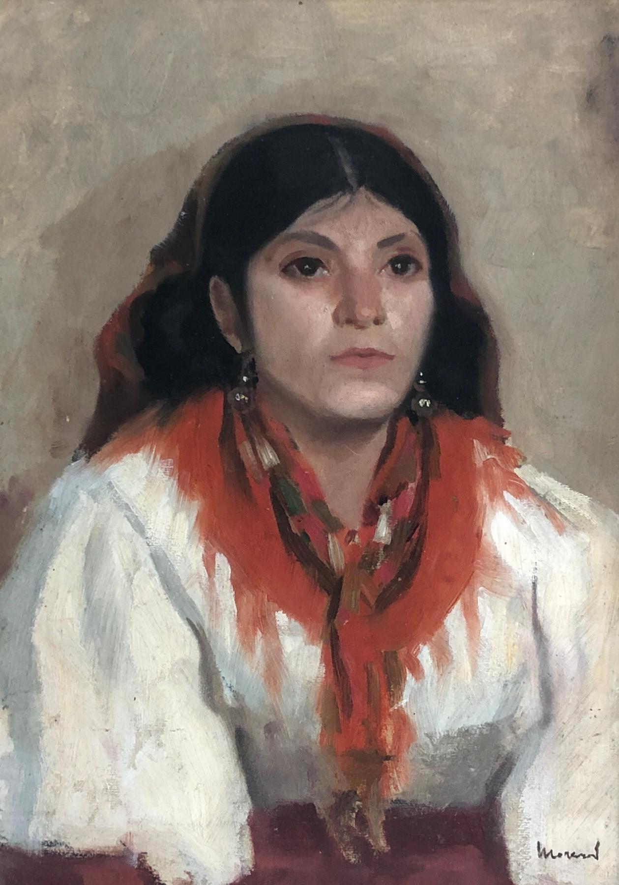Édouard Morerod Portrait Painting - Spanish girl with headscarf