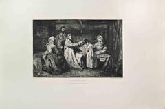 La. Benediction de l'Aieul - Etching by Edouard Moyse - 1860s