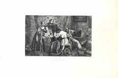 La Répétition - Etching by Edouard Moyse - 1870s