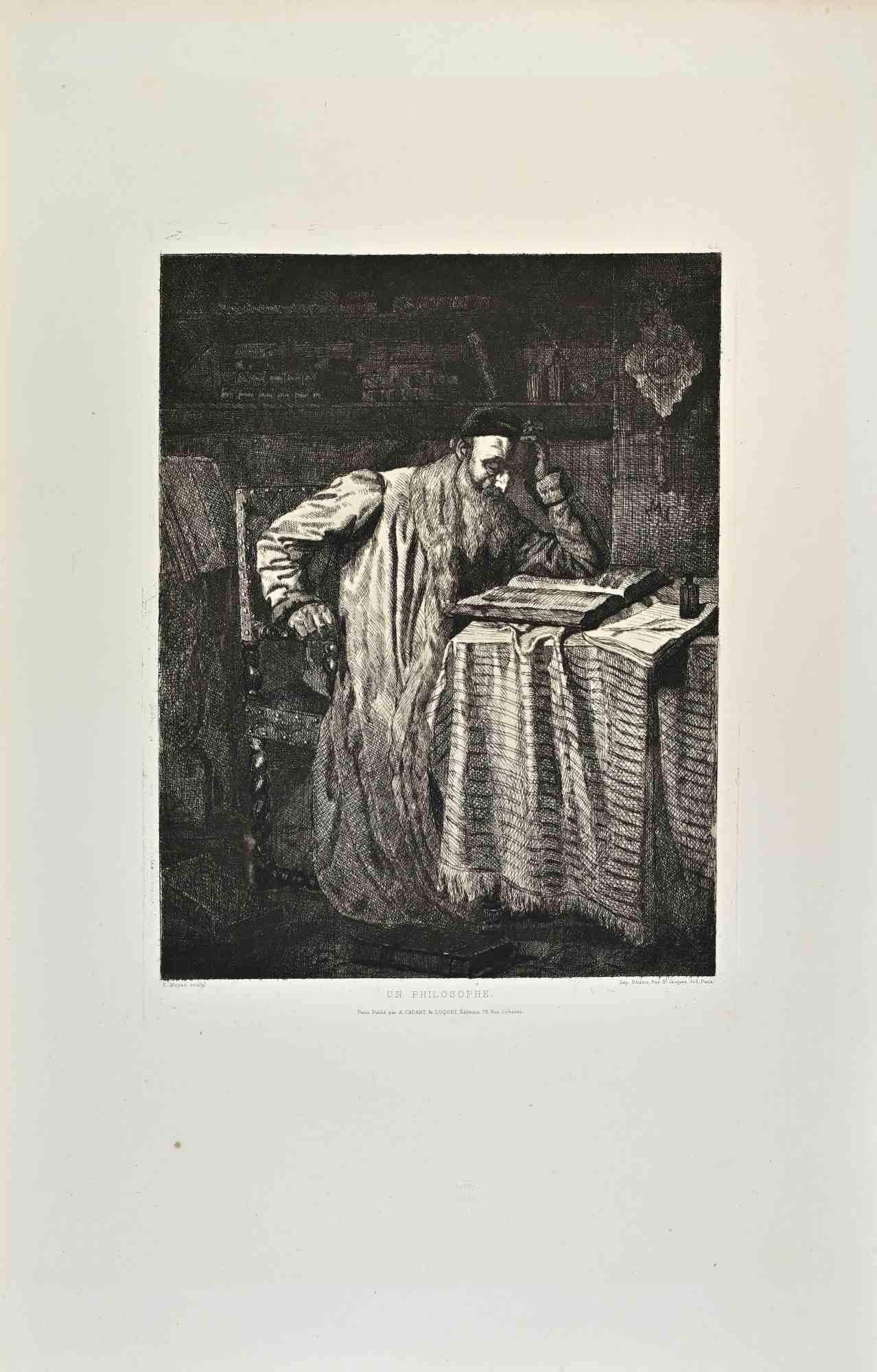 Un Philosophe – Radierung von Edouard Moyse – 1870er Jahre