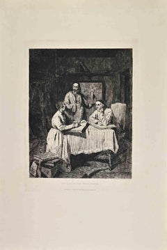 Une Discussion Theologique – Radierung von Edouard Moyse – 1860er Jahre