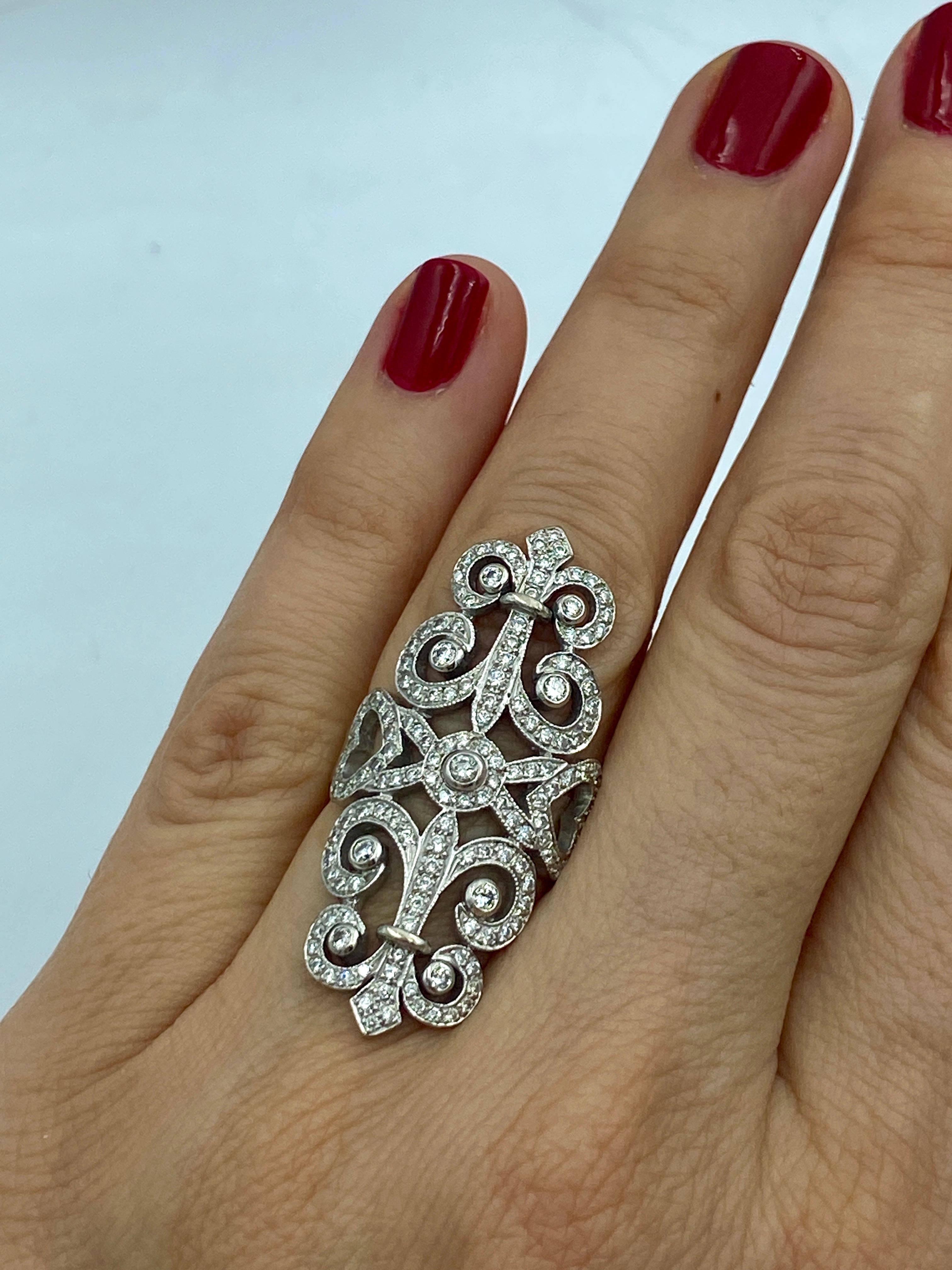 Round Cut Edouard Nahum Paris 18k gold and diamond Baroque revival ring For Sale