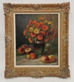 Zusammensetzung von Blumen und Pfirsichen