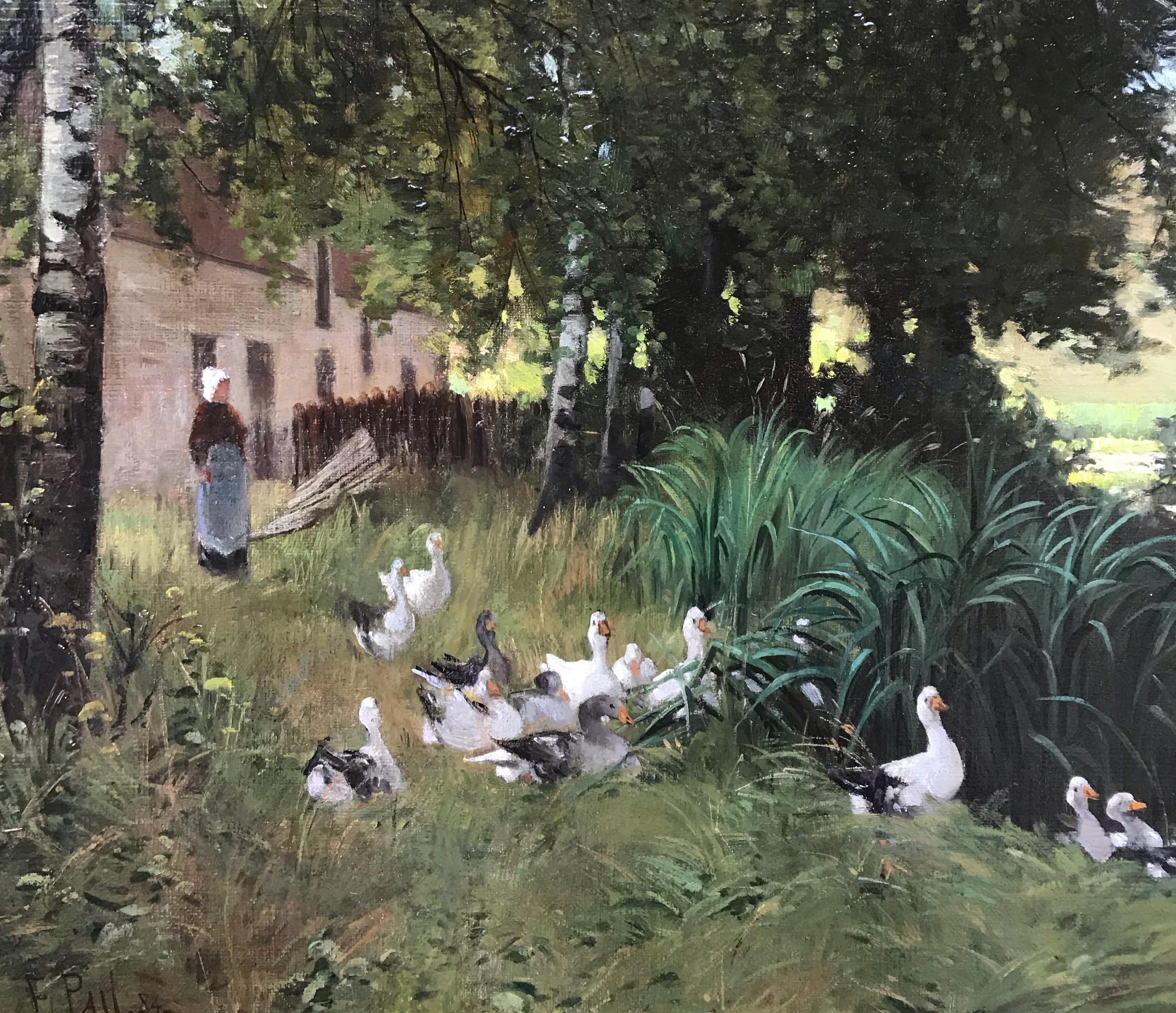 Landscape with pond and gooses For Sale 2