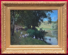 Landscape with pond and gooses