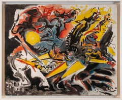 Edouard Pignon "Red Battle" 1963, Oil on Canvas Abstract Expressionist