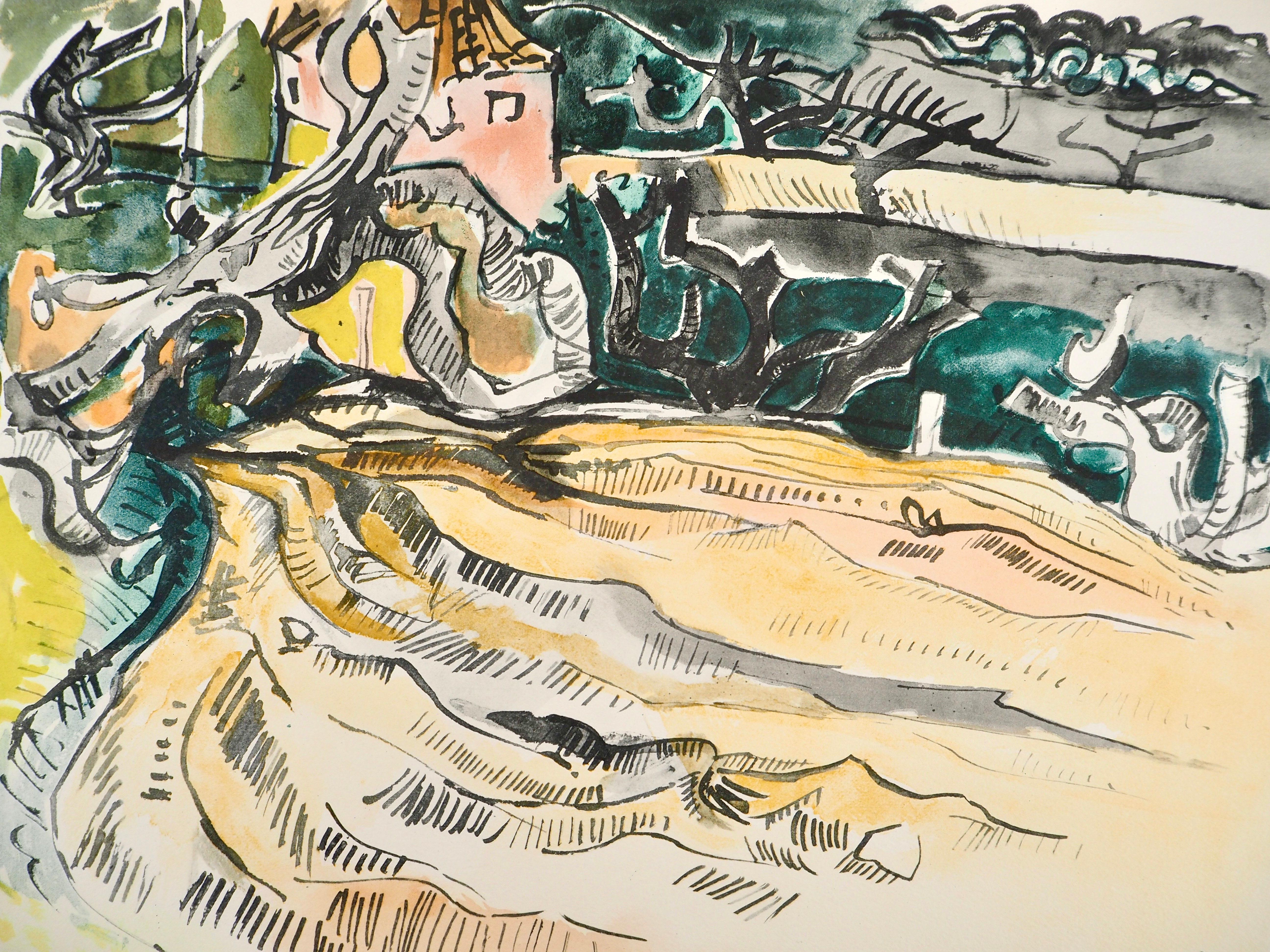 Composition, Arbres et Voiles, Édouard Pignon - Print by Edouard Pignon