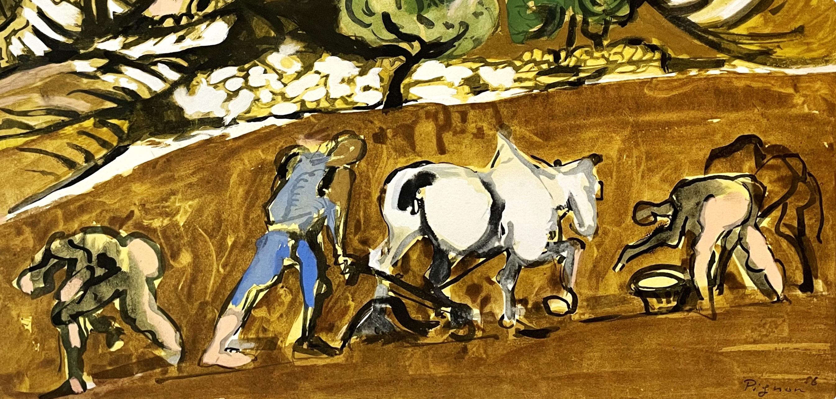Komposition, Arbres et Voiles, Édouard Pignon – Print von Edouard Pignon