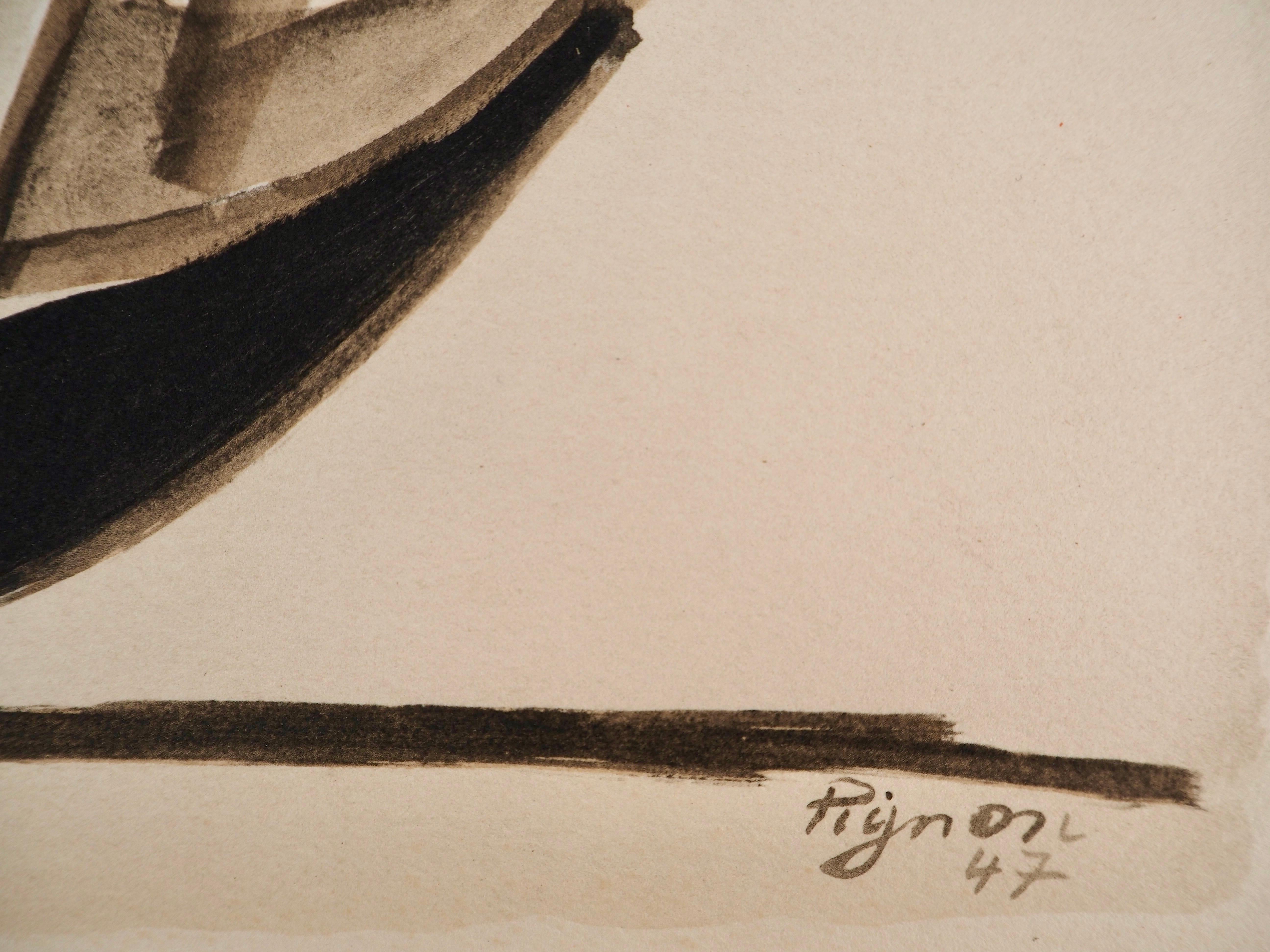 Composition, Arbres et Voiles, Édouard Pignon - Modern Print by Edouard Pignon