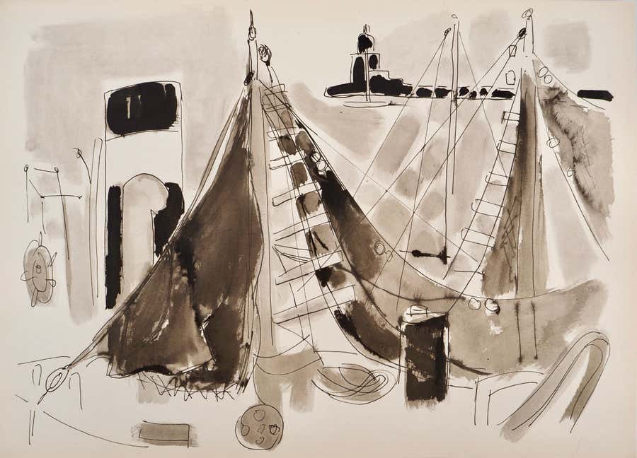 Composition, Arbres et Voiles, Édouard Pignon