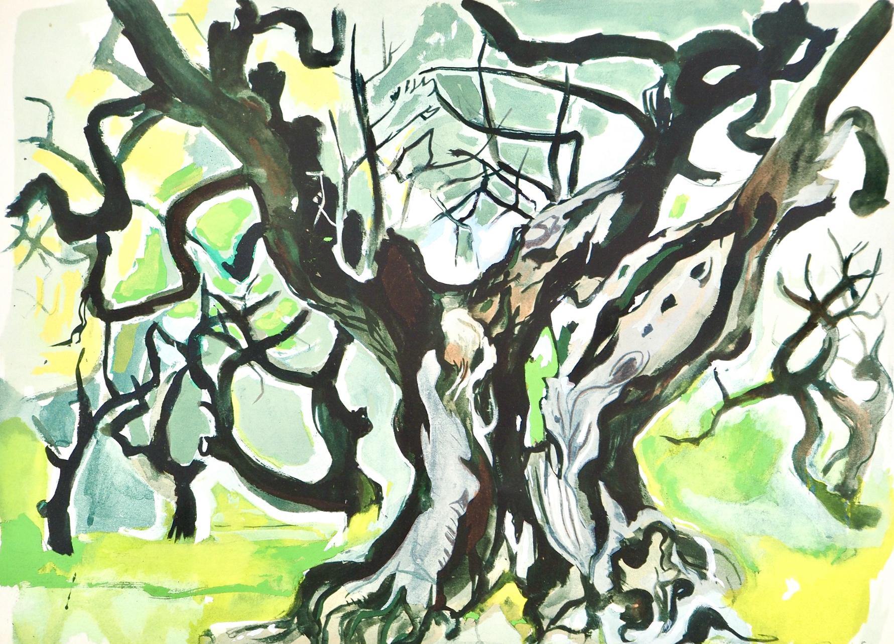 Edouard Pignon Figurative Print - Composition, Arbres et Voiles, Édouard Pignon
