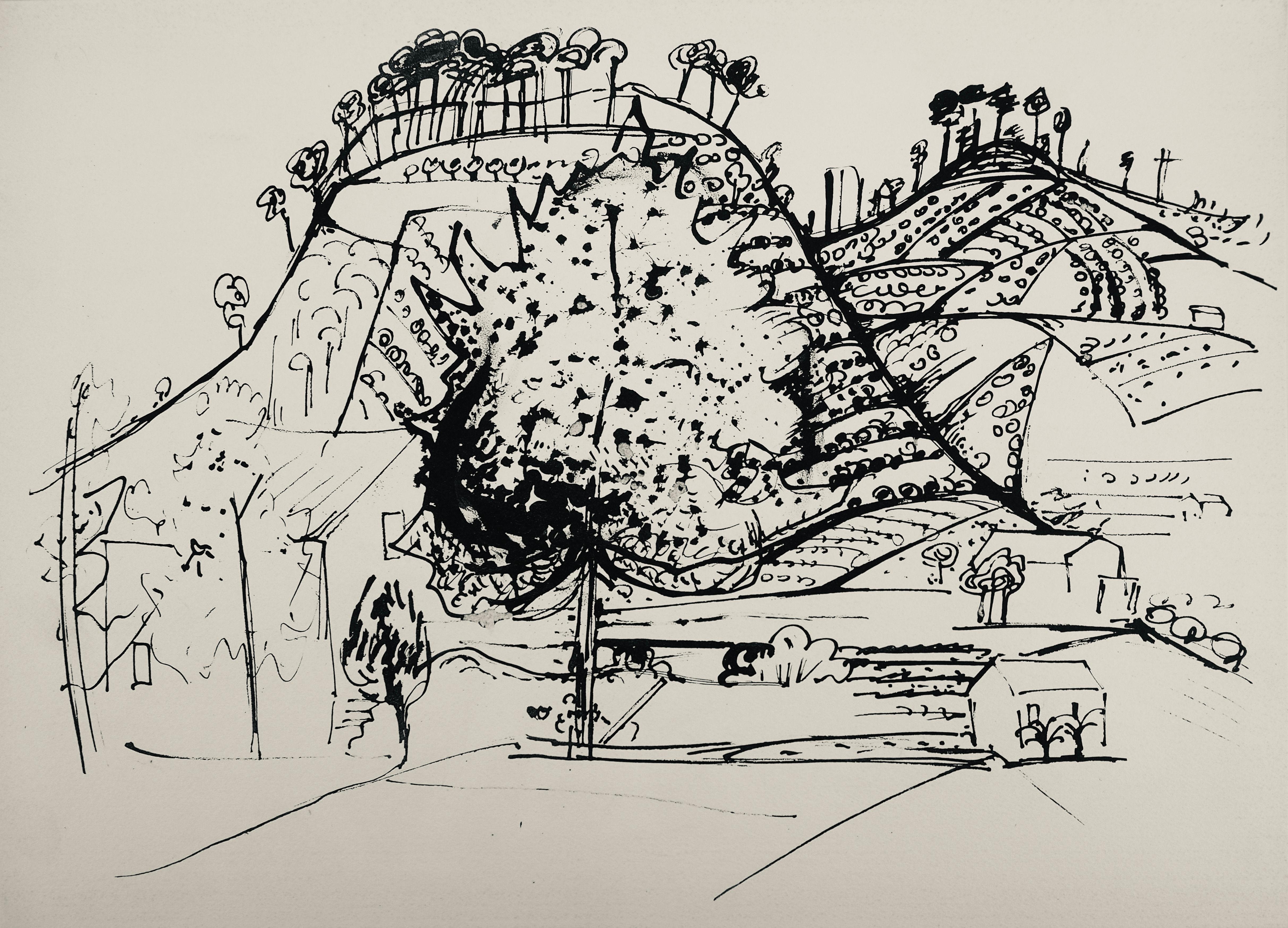 Edouard Pignon Figurative Print - Composition, Arbres et Voiles, Édouard Pignon
