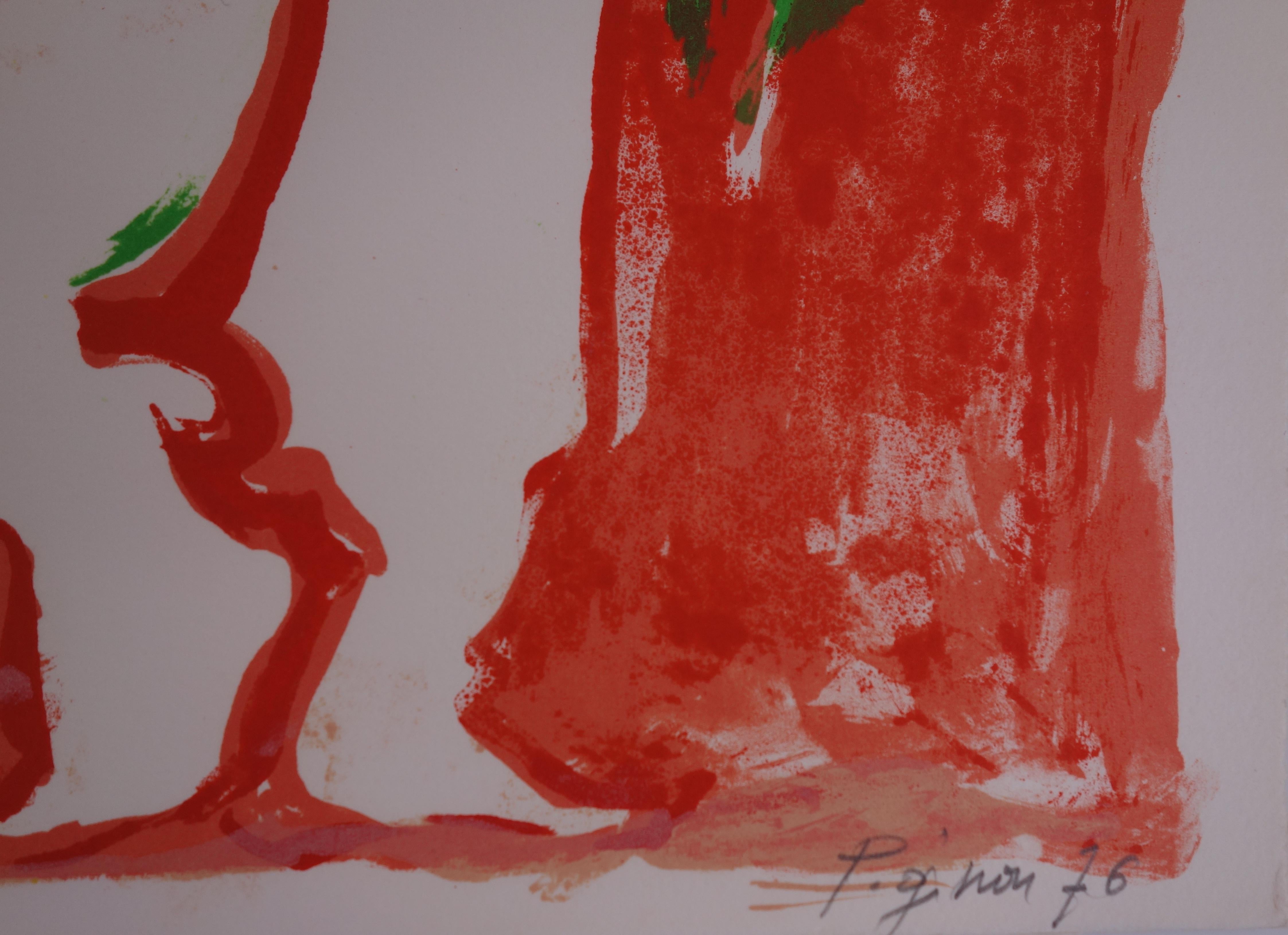 Federico Fellini with a Nude - Lithographie originale signée à la main - 100 ex - Print de Edouard Pignon