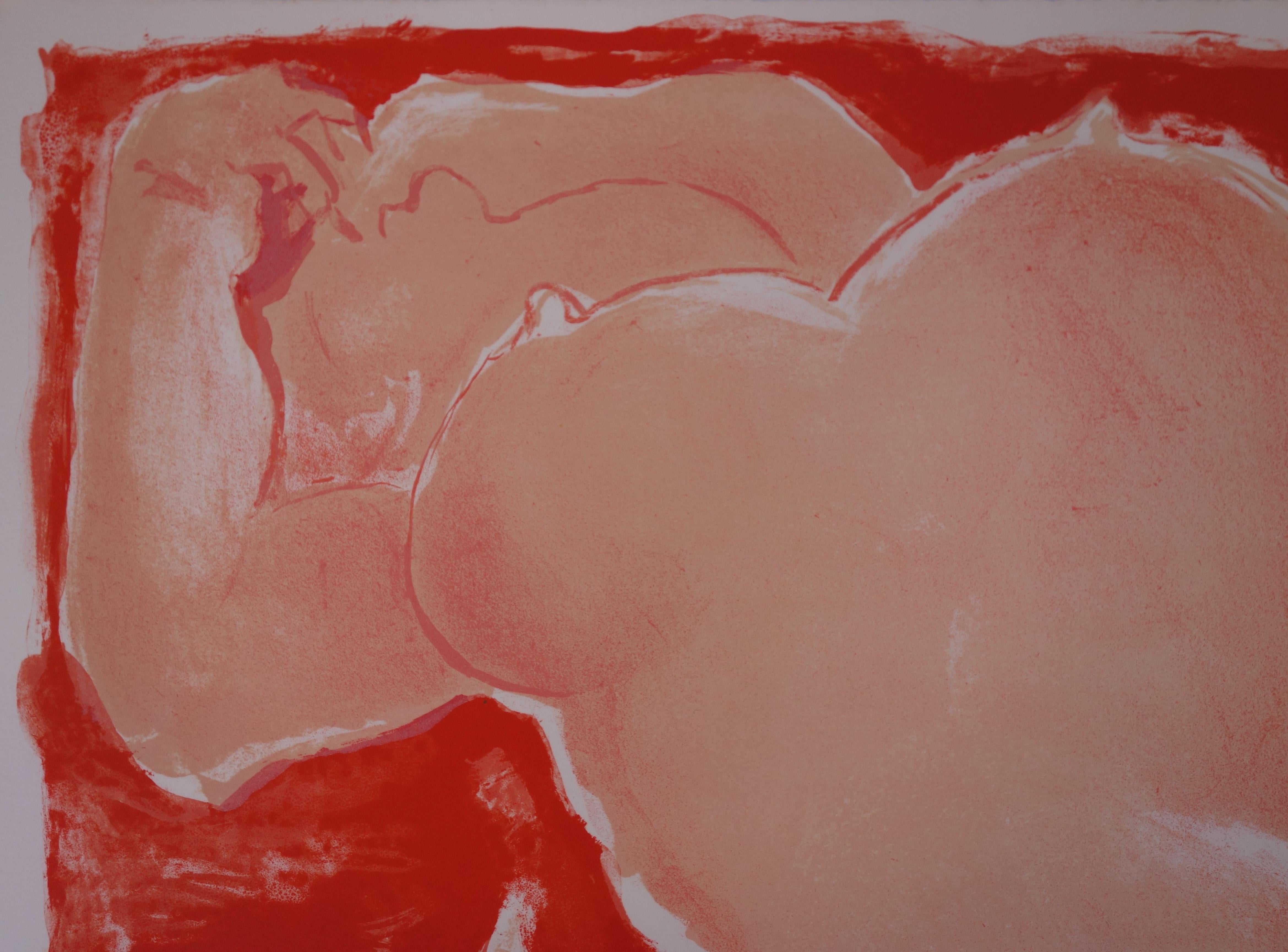 Federico Fellini with a Nude - Lithographie originale signée à la main - 100 ex - Moderne Print par Edouard Pignon