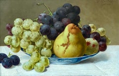 Stilleben mit Birne und Trauben, Edouard Quitton, Péruwels 1841 - 1934 Brüssel