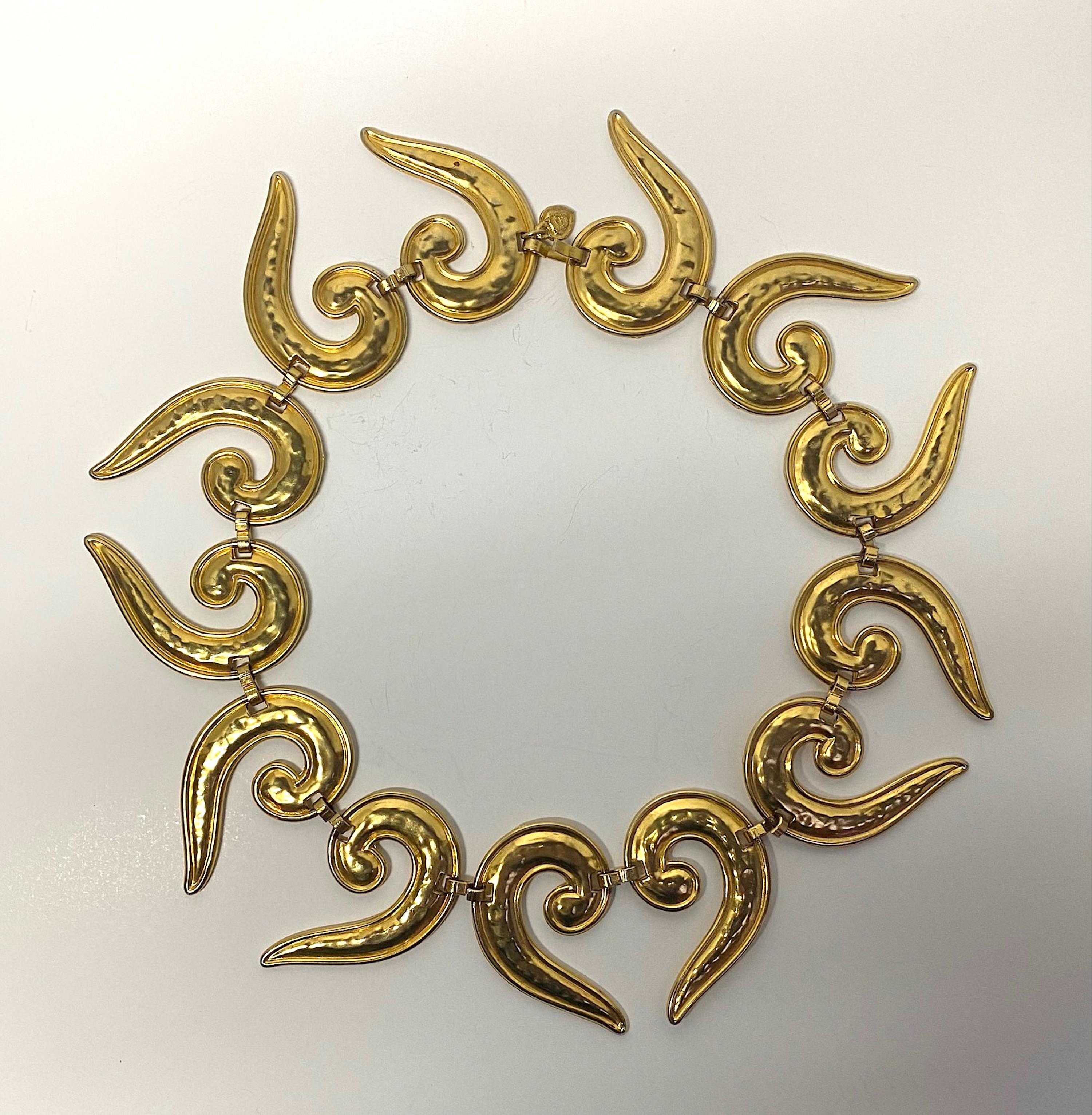 Edouard Rambaud 1980s Gold Etruscan Style Collar Necklace 9