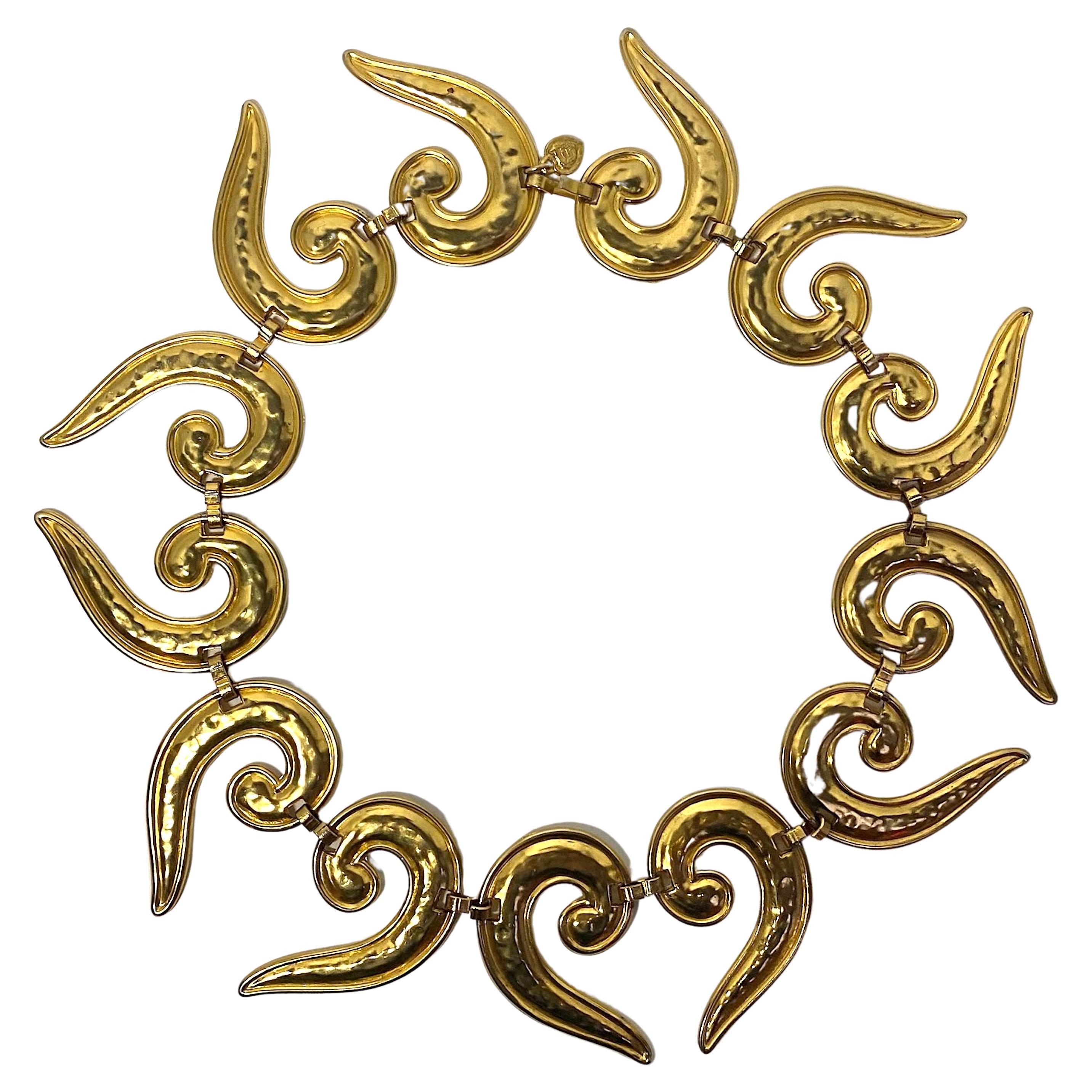 Edouard Rambaud 1980s Gold Etruscan Style Collar Necklace For Sale 13